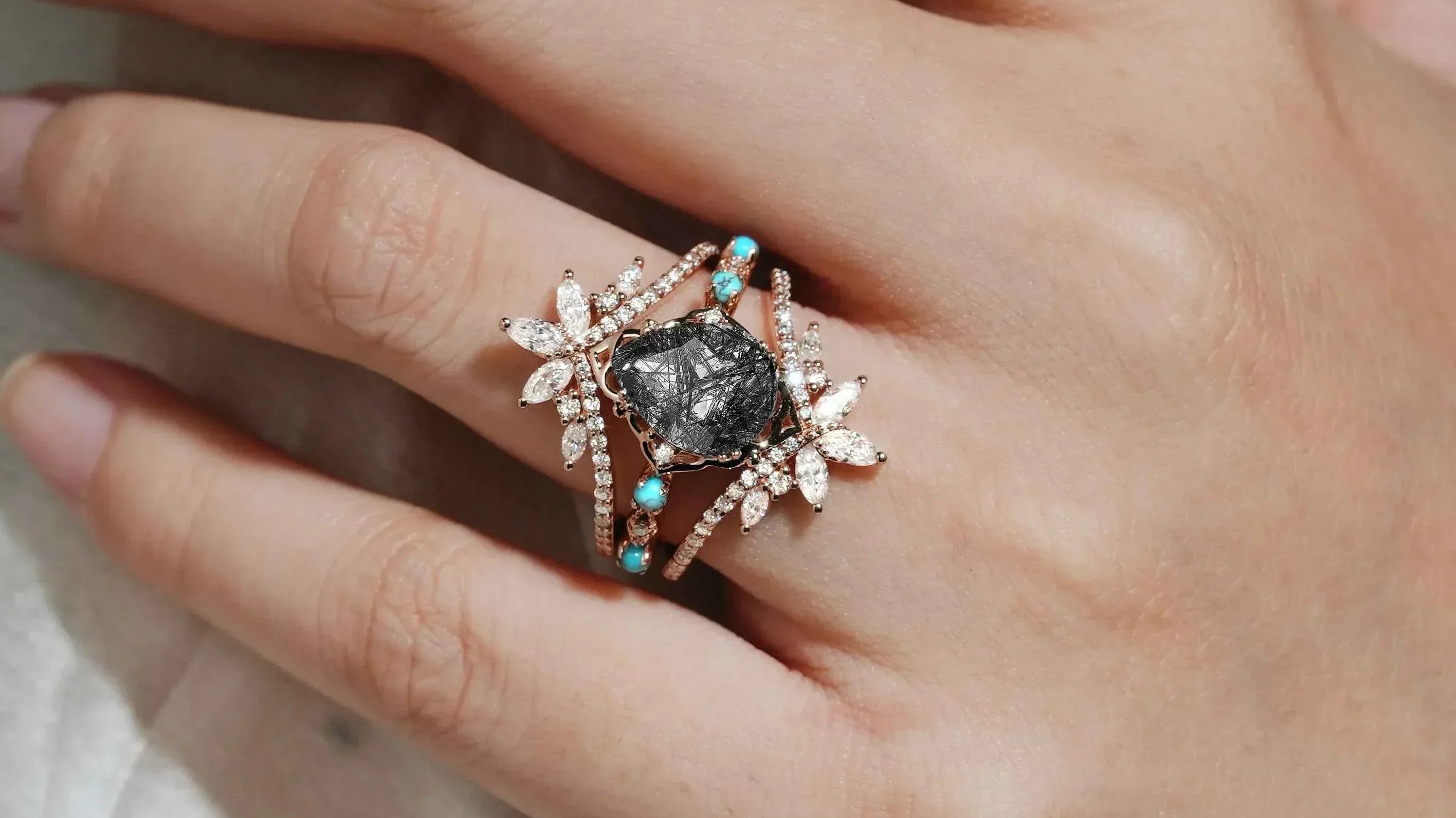 Black Rutilated Quartz ring