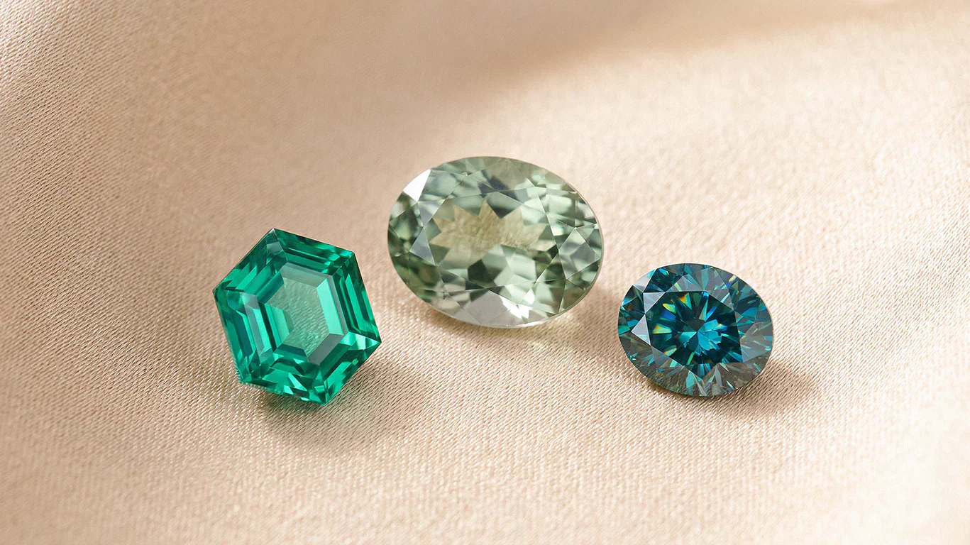 Green Moissanite vs. Green Sapphire vs. Emerald