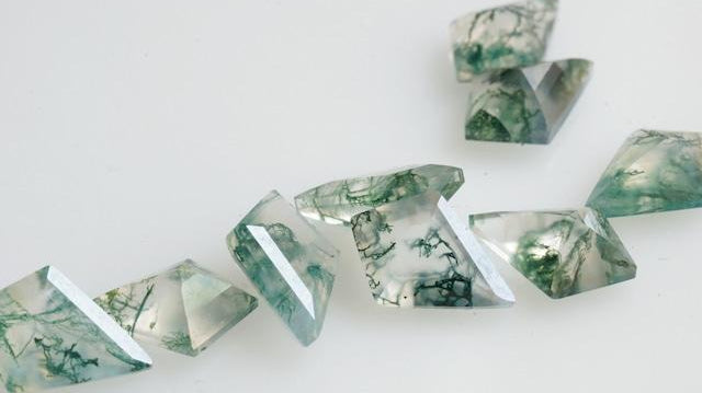 Green and white marbled gemstones