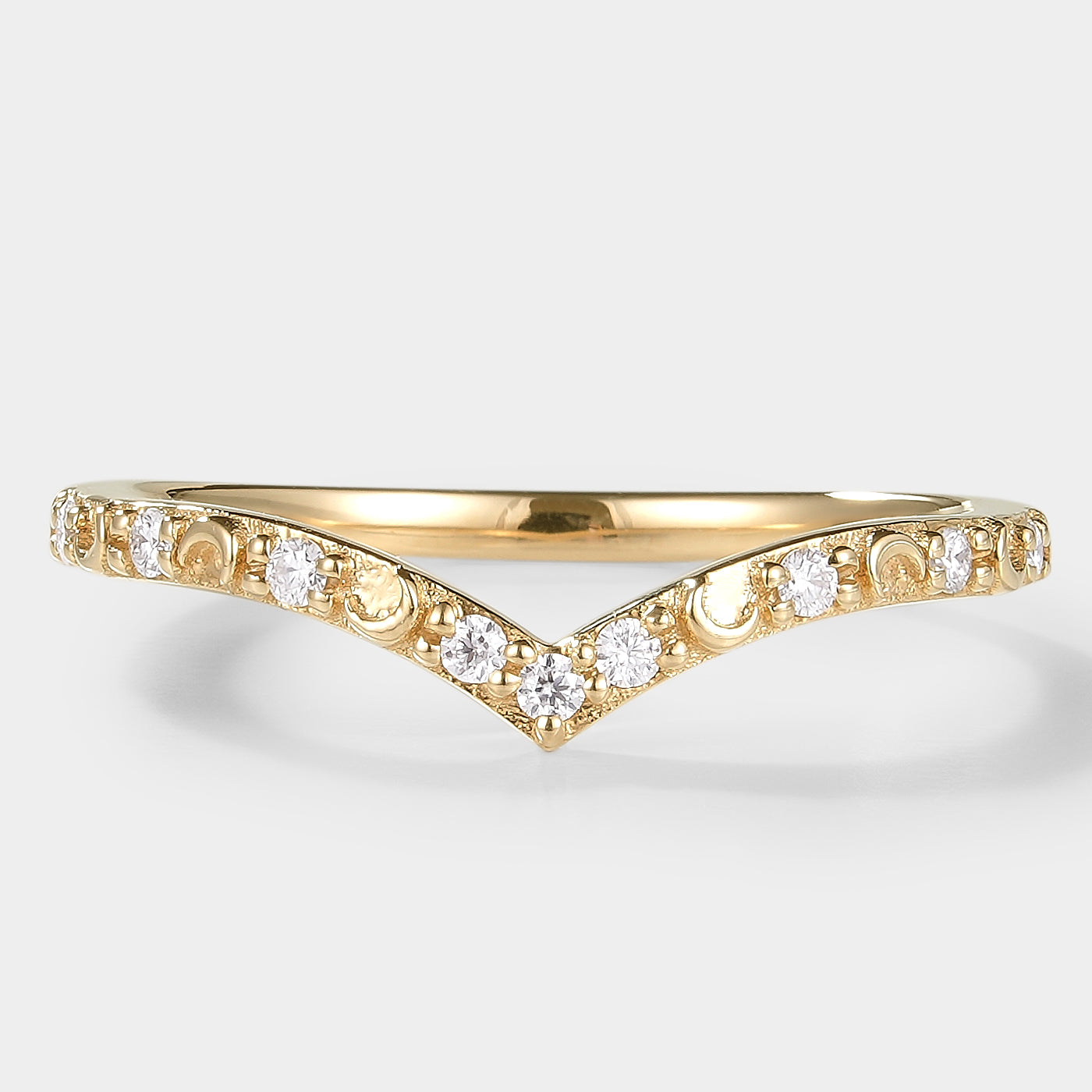 Golden Moonlight Moissanite Stacking Band - Luna - Lahela Jewelry