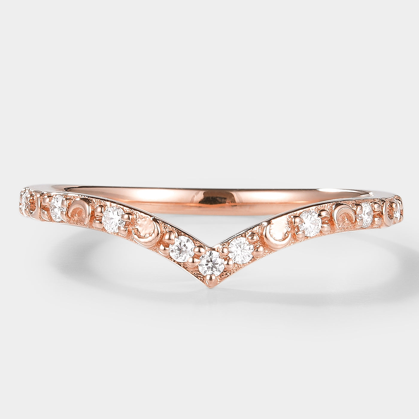 Golden Moonlight Moissanite Stacking Band - Luna - Lahela Jewelry