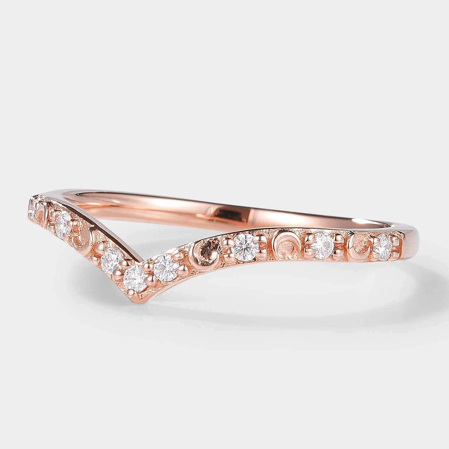 Golden Moonlight Moissanite Stacking Band - Luna - Lahela Jewelry