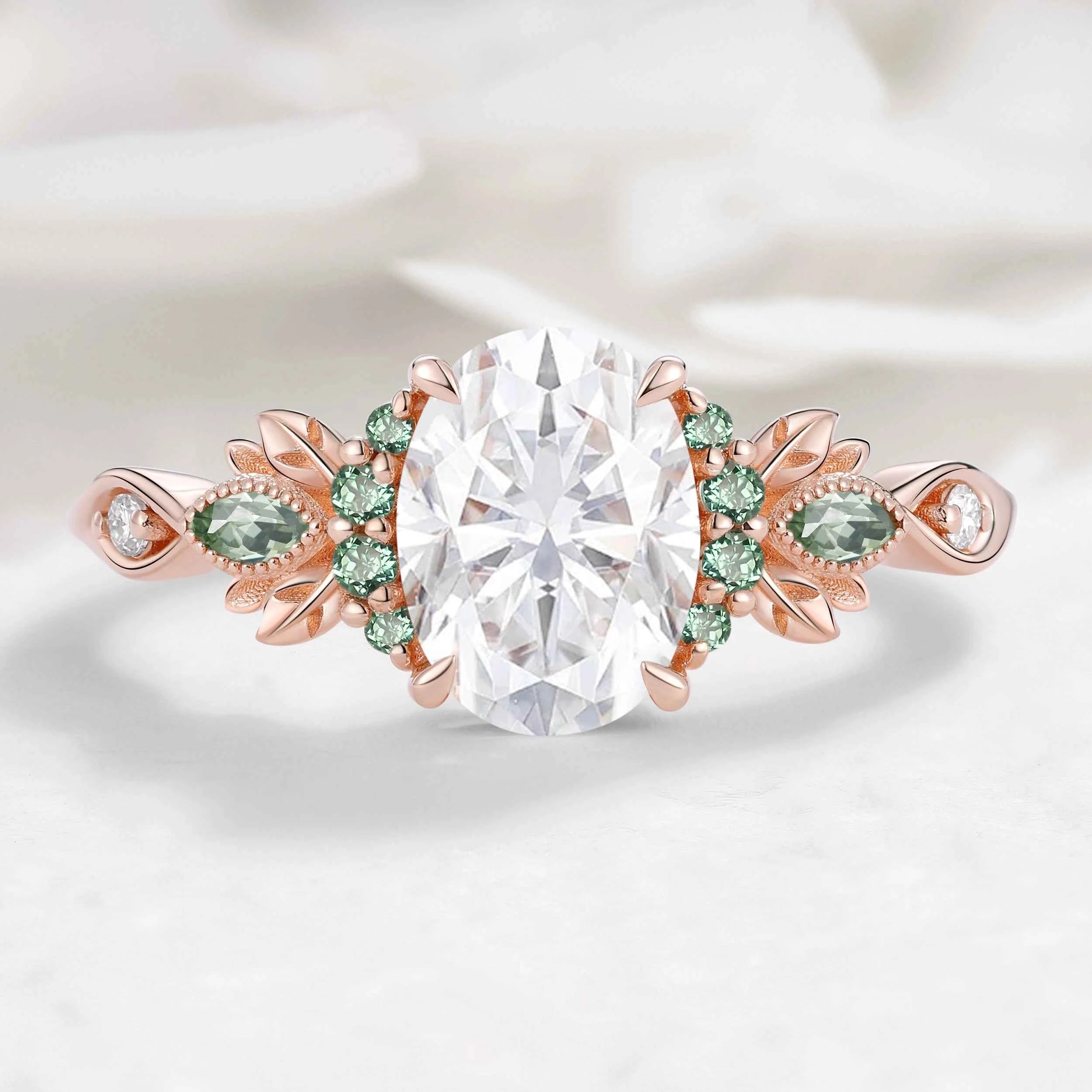 Nature-Inspired Leaf Moissanite Engagement Ring - Liora
