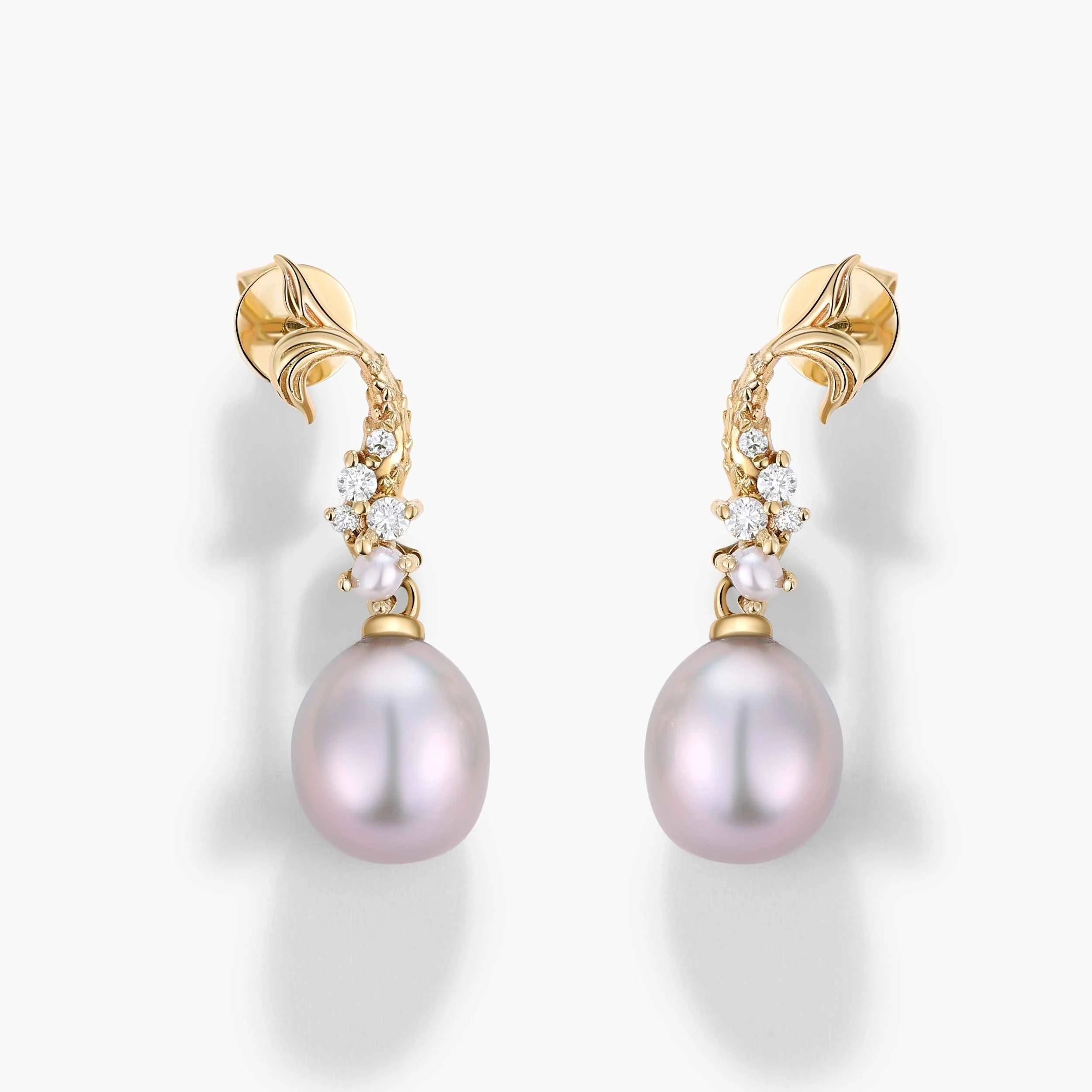 Ocean-Inspired Mermaid’s Pearl Drop Earrings