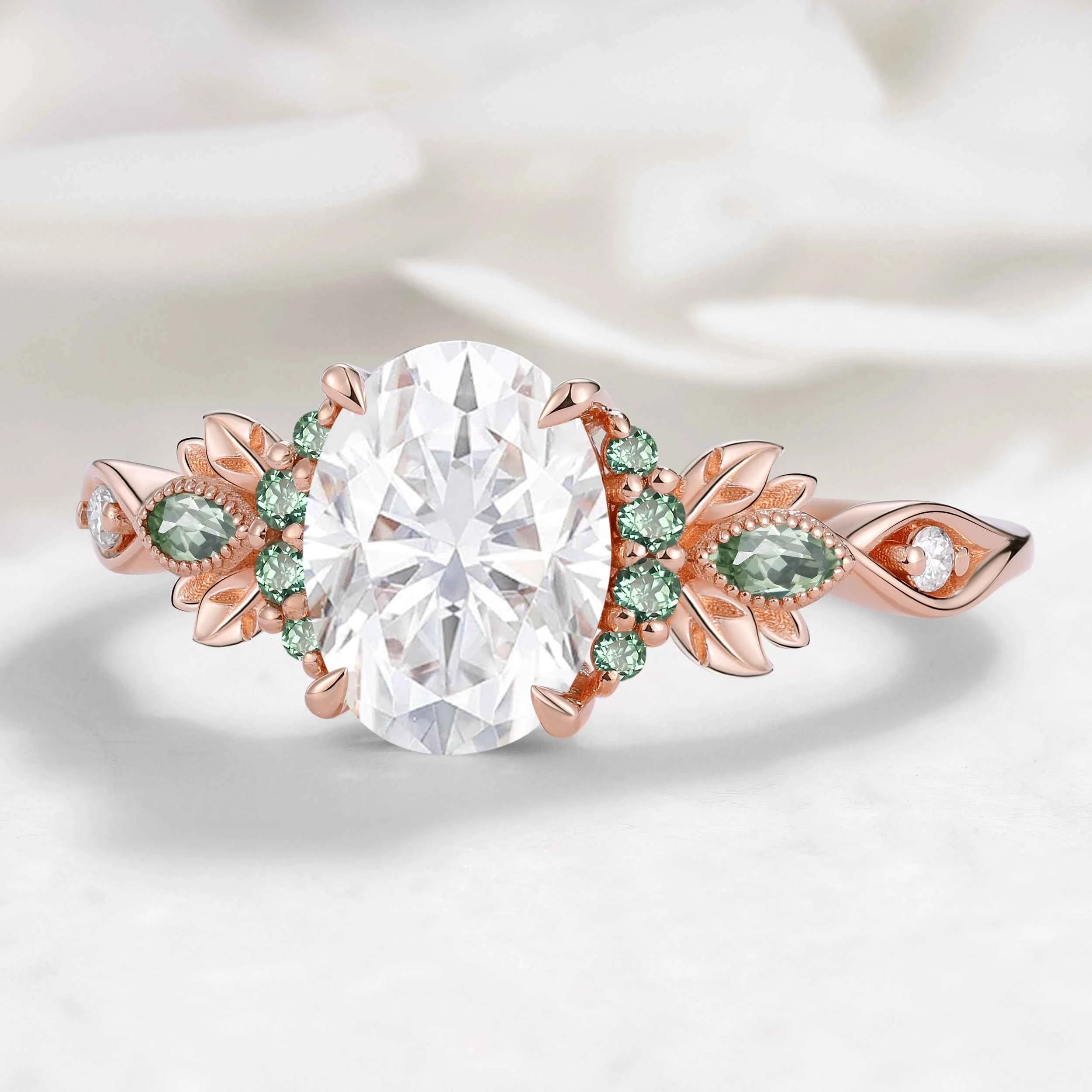 Nature-Inspired Leaf Moissanite Engagement Ring - Liora