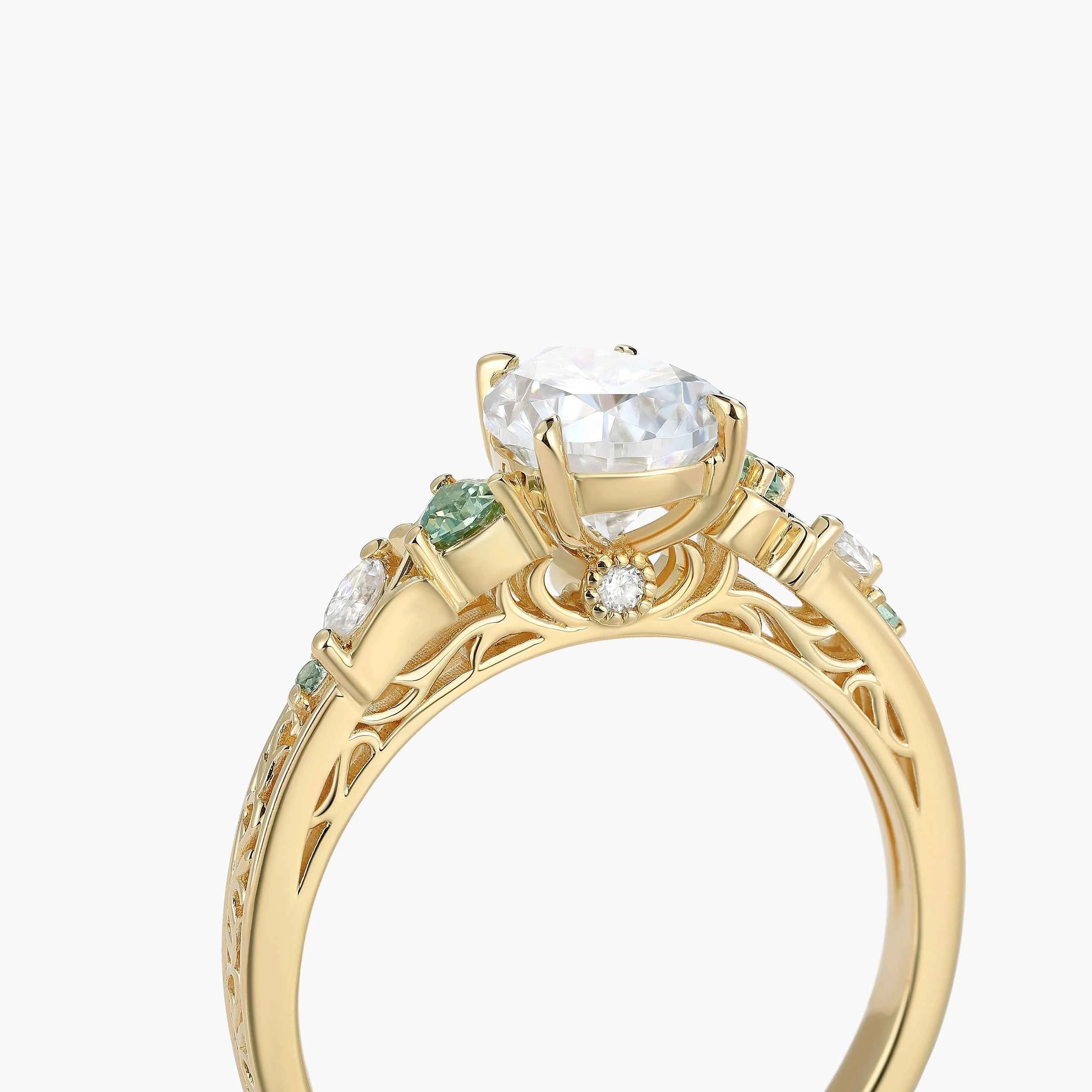 Vintage Thorn Vine Pear Cut Moissanite Engagement Ring with Hidden Birthstone - Briar
