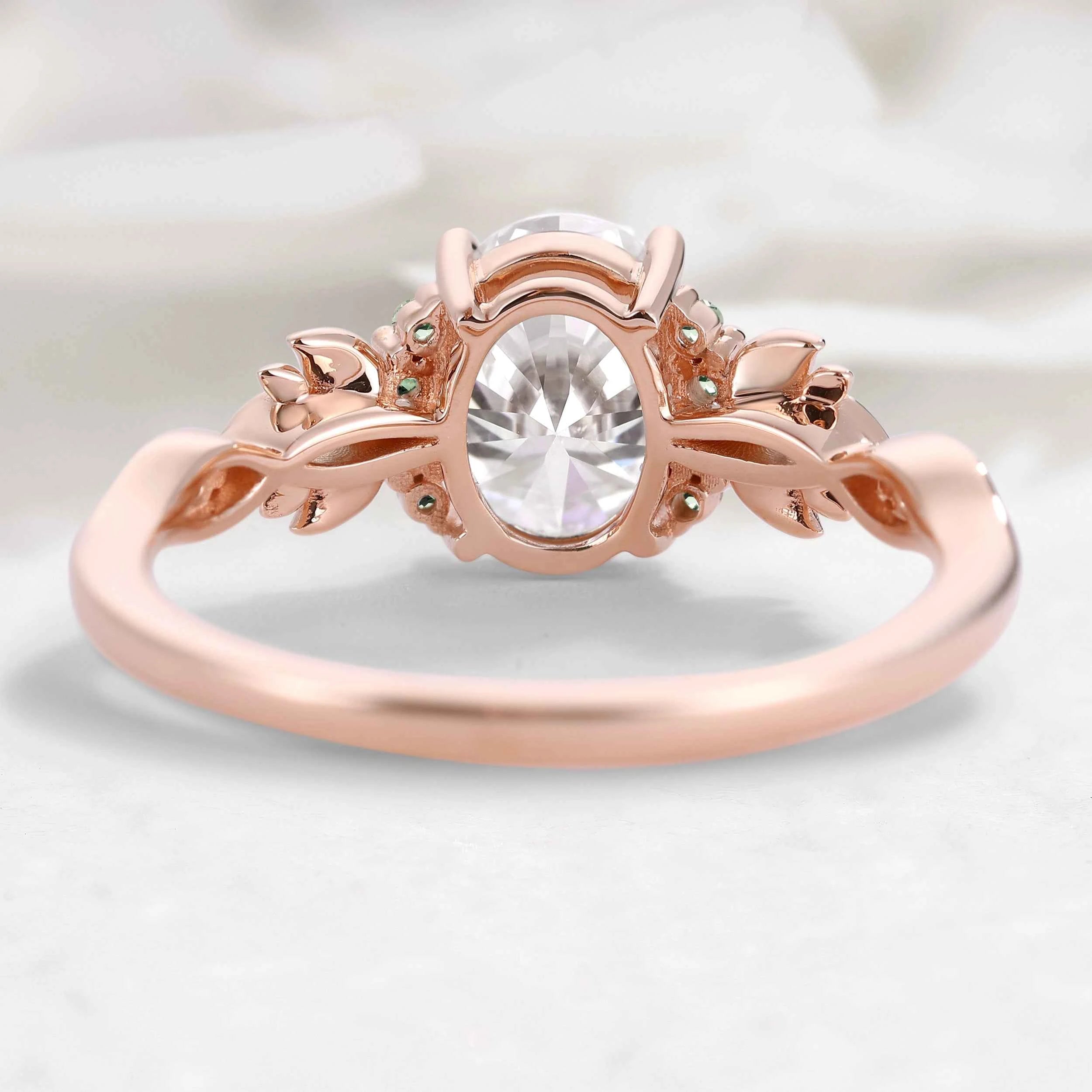 Nature-Inspired Leaf Moissanite Engagement Ring - Liora