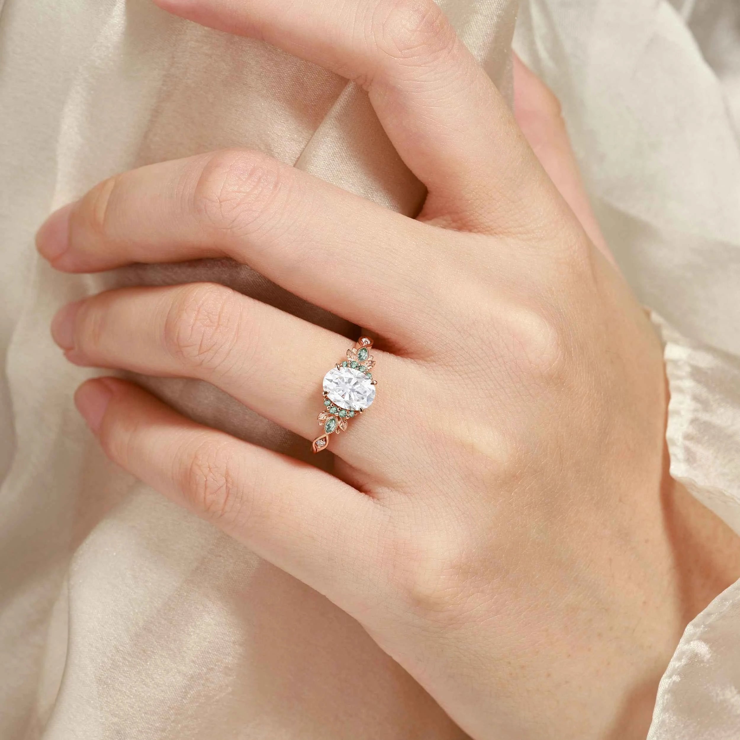 Nature-Inspired Leaf Moissanite Engagement Ring - Liora