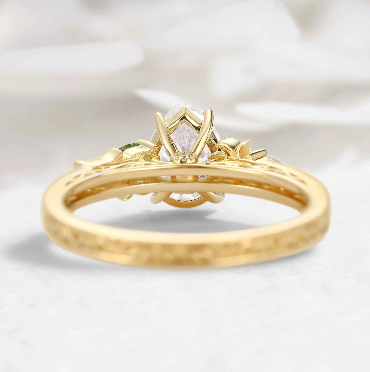 Vintage Thorn Vine Pear Cut Moissanite Engagement Ring with Hidden Birthstone - Briar
