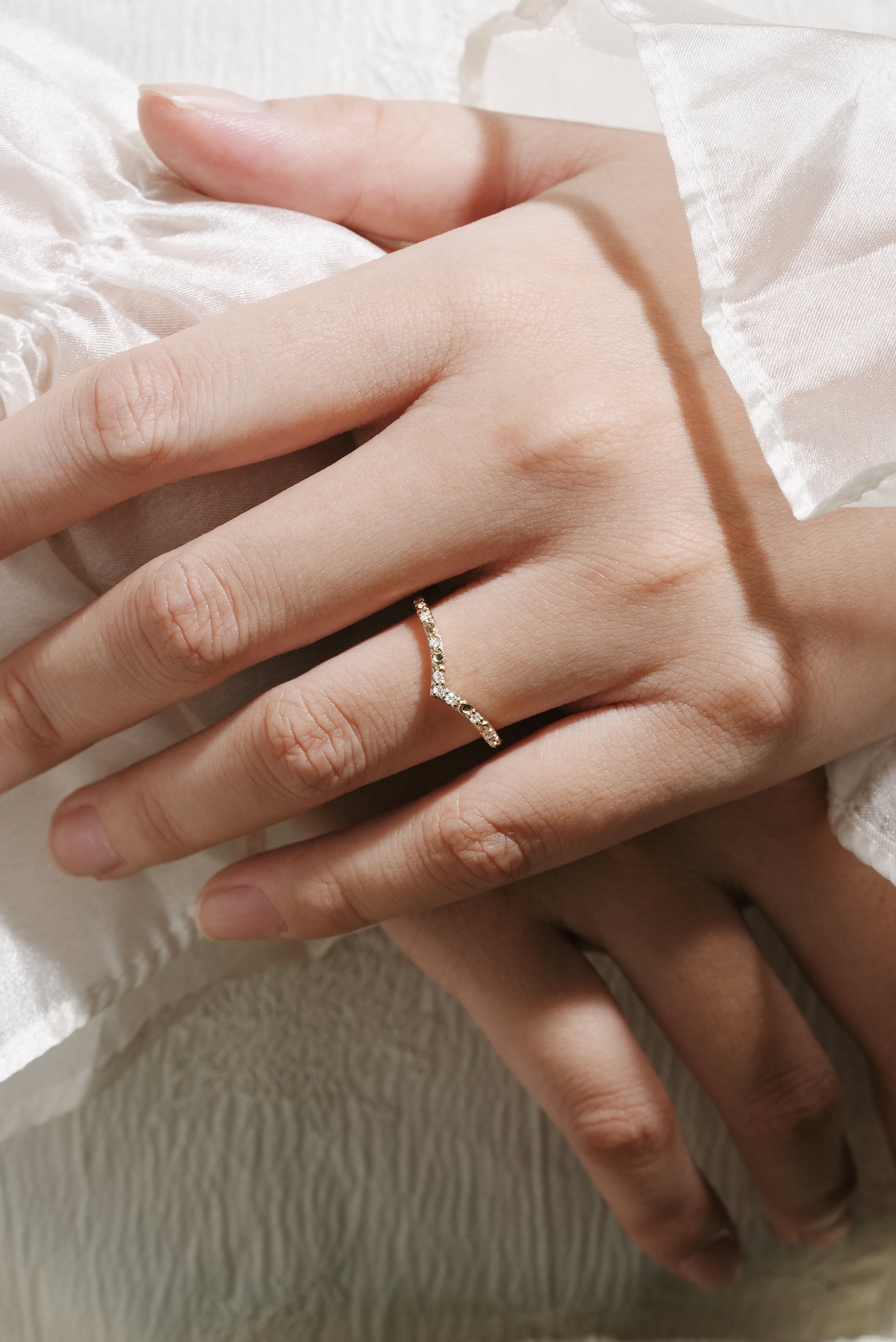 Golden Moonlight Moissanite Stacking Band - Luna - Lahela Jewelry