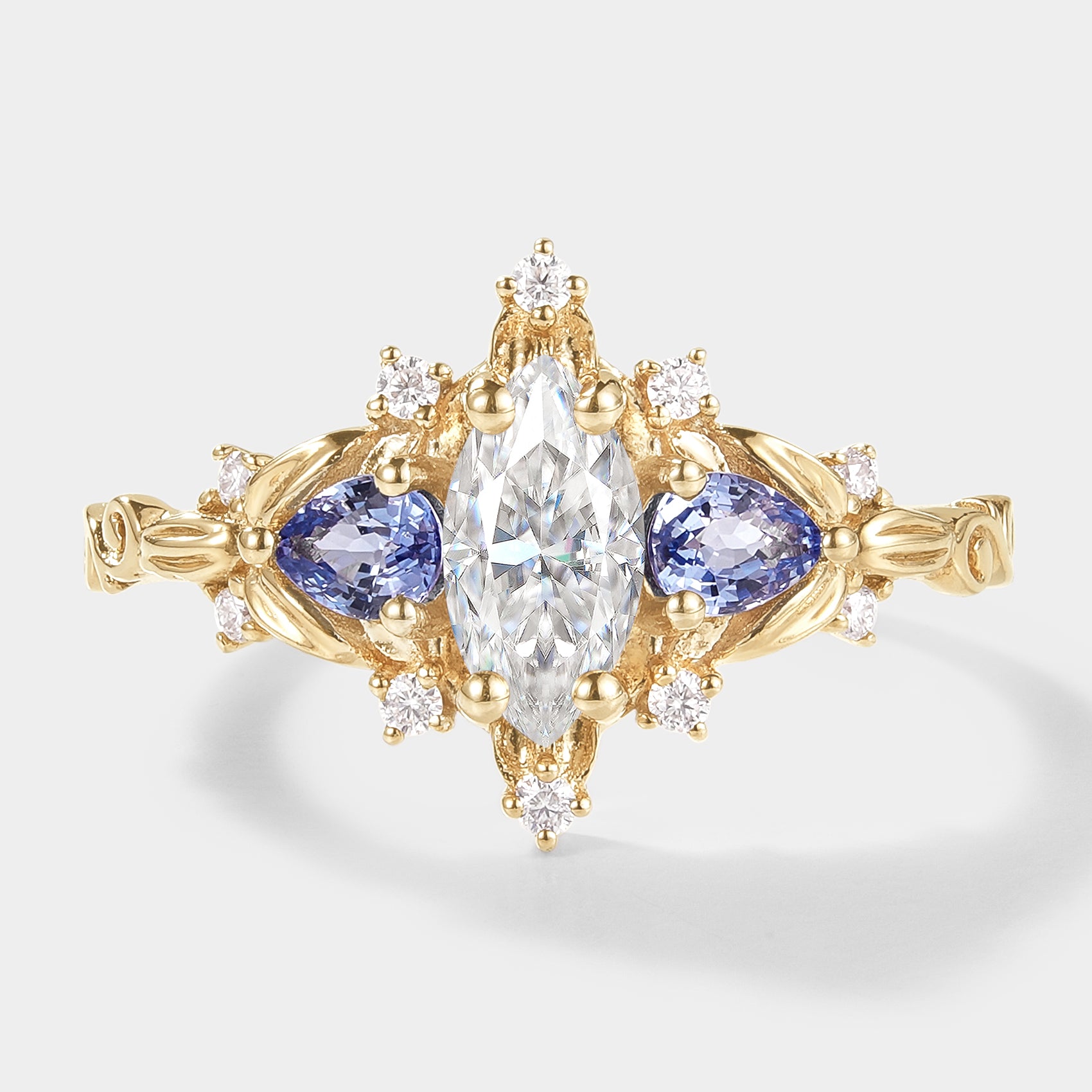 Nature-Inspired Marquise Cut Moissanite Engagement Ring
