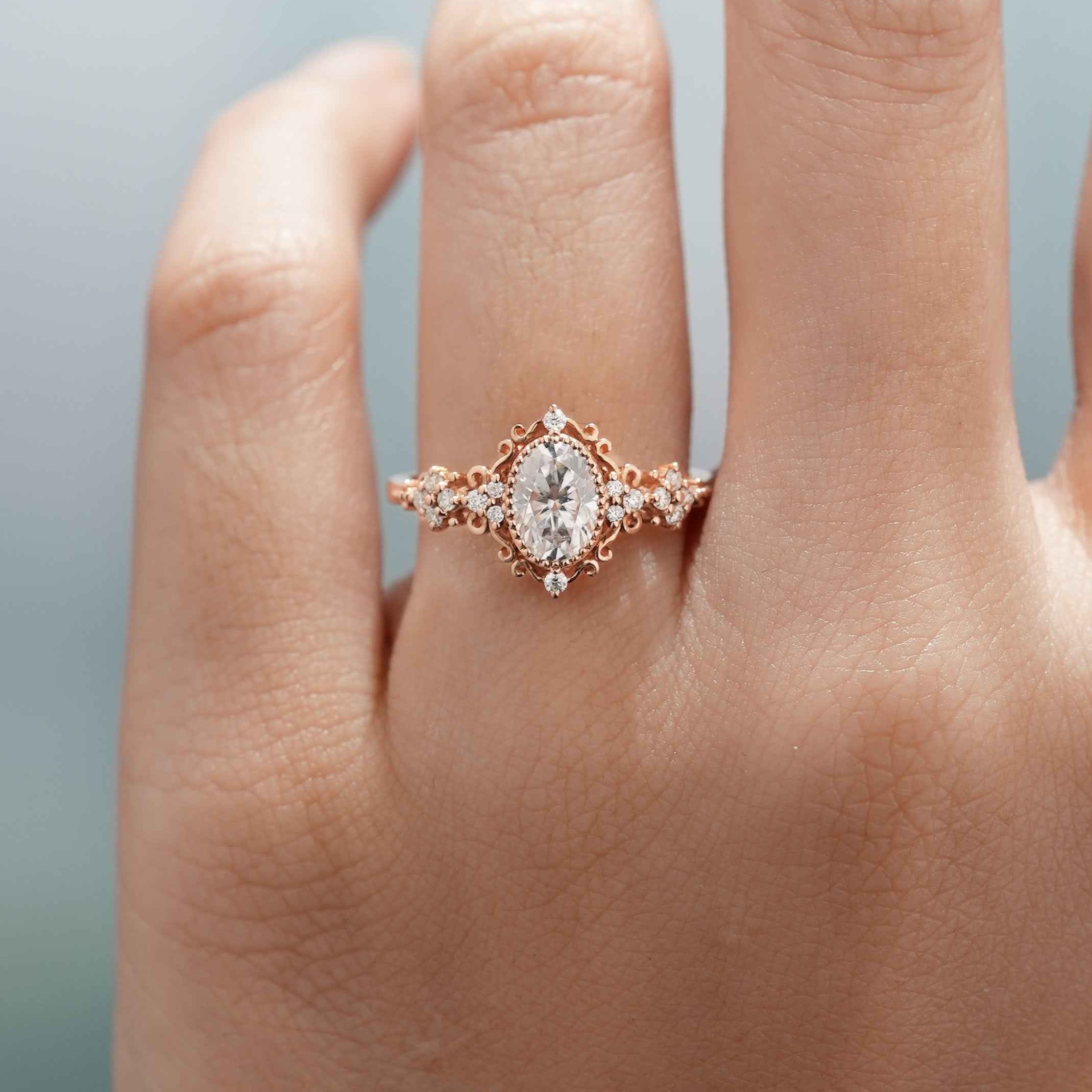 Signature Vintage Oval Shaped Moissanite Engagement Ring