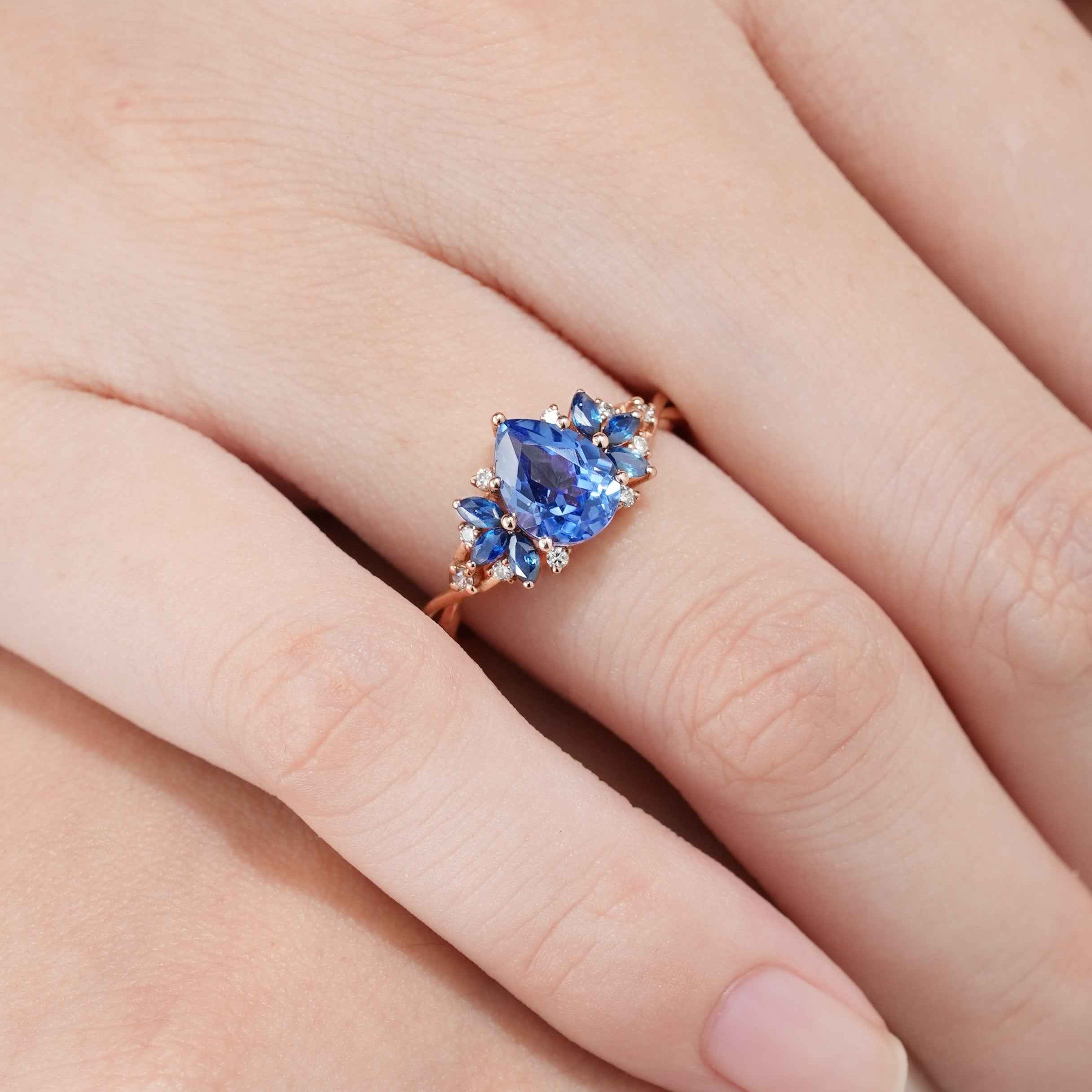Unique Pear Shaped Sapphire Engagement Ring