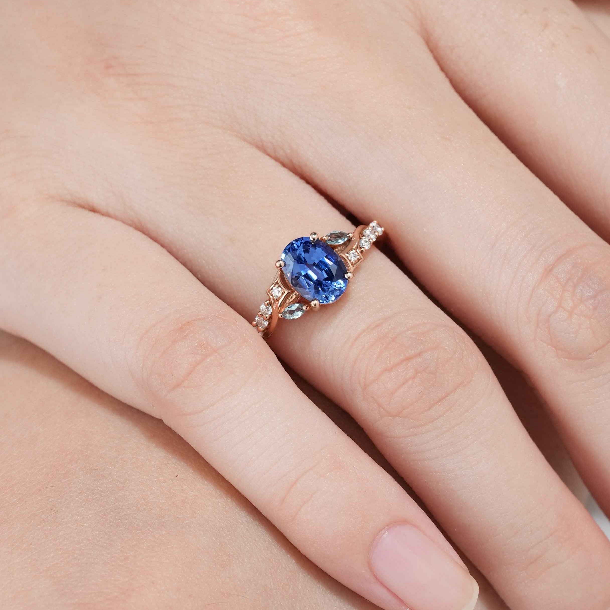 Unique Meteor Inspired Cornflower Sapphire Engagement Ring