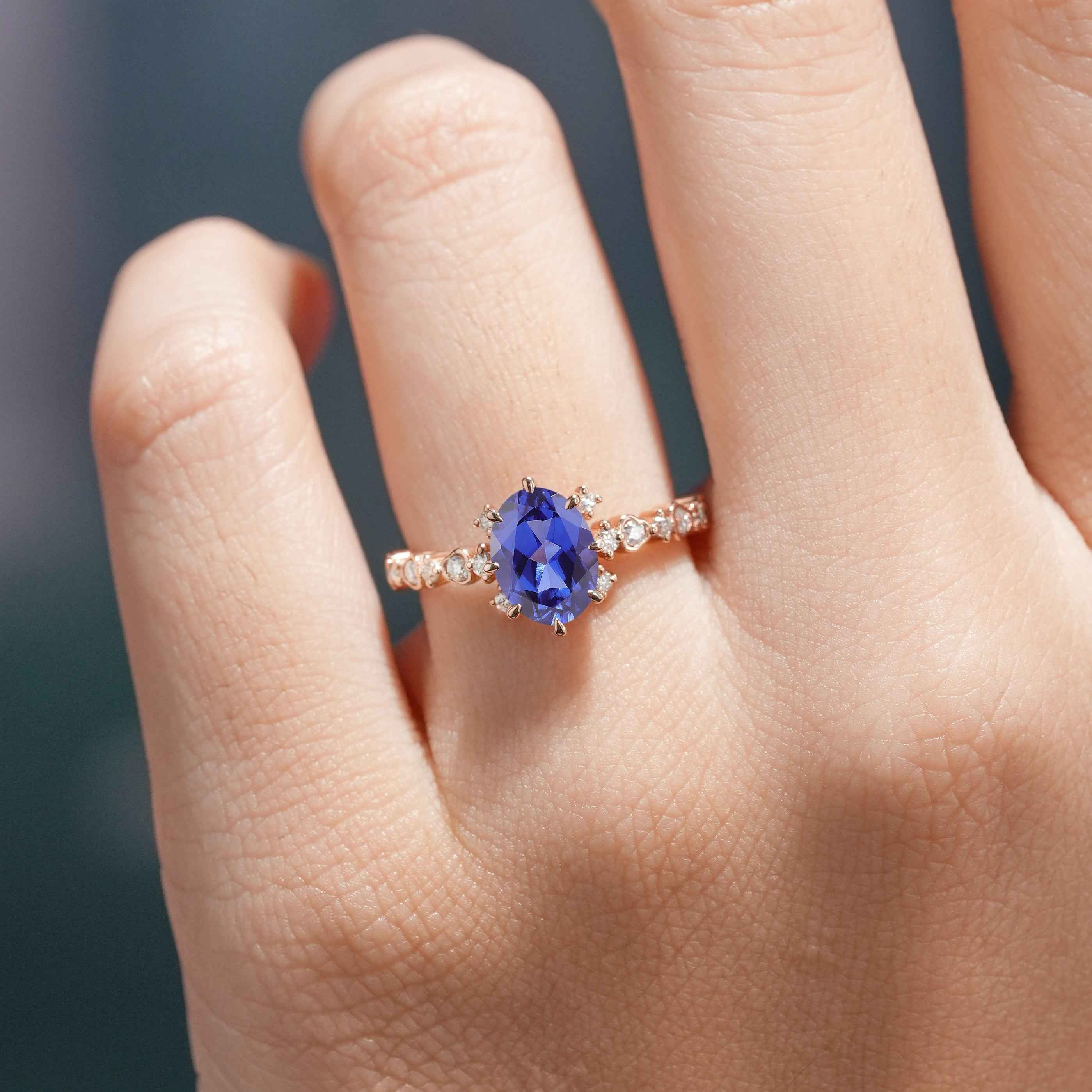 Classic Oval Cut Ring Royal Blue Sapphire Engagement Ring