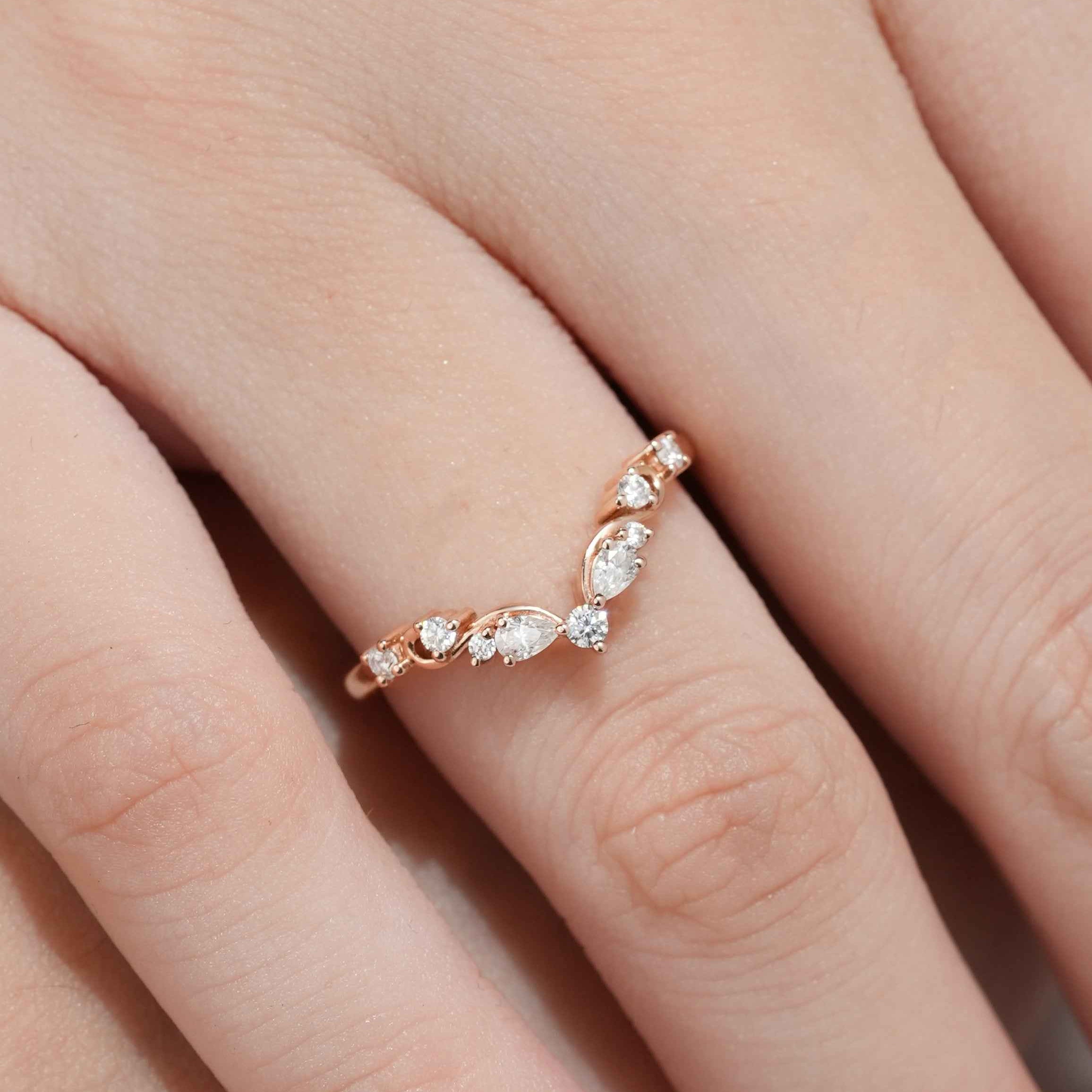 Vintage Moissanite Wedding Band Stackable Rings for Women
