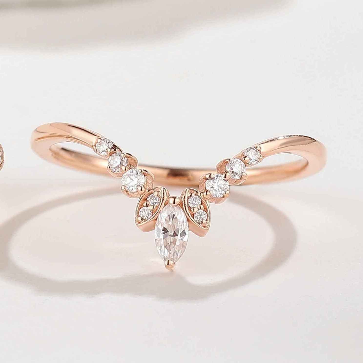 Moissanite Cluster Curved Wedding Band