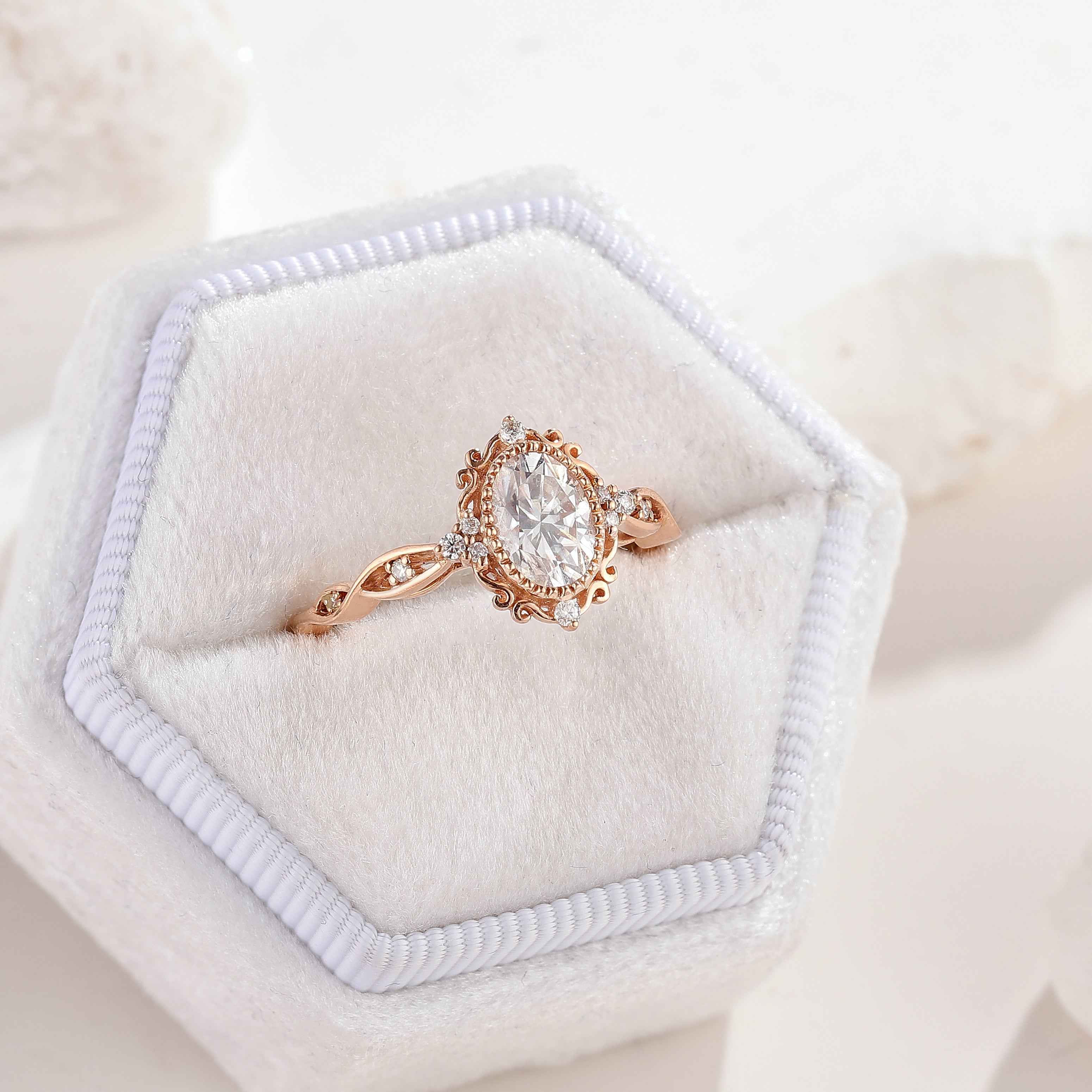 1.5ct Vintage Oval Cut Moissanite Braided Stack Wedding Ring