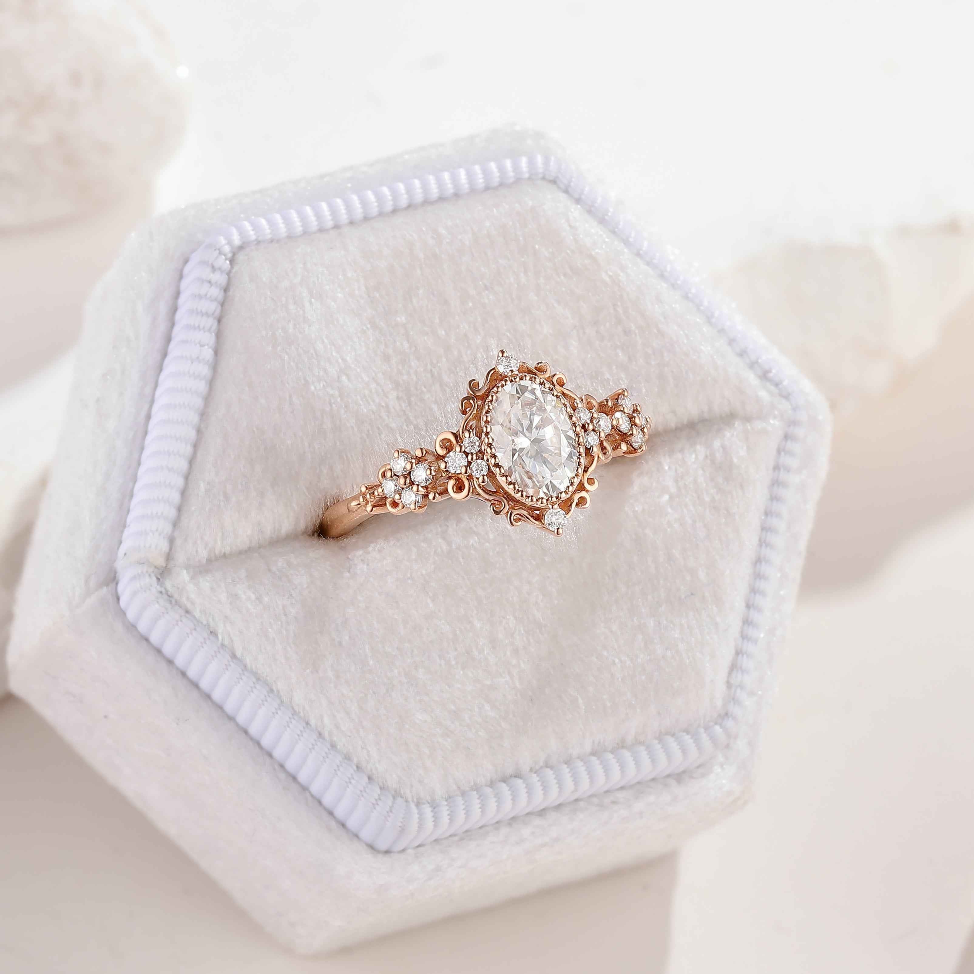 Signature Vintage Oval Shaped Moissanite Engagement Ring