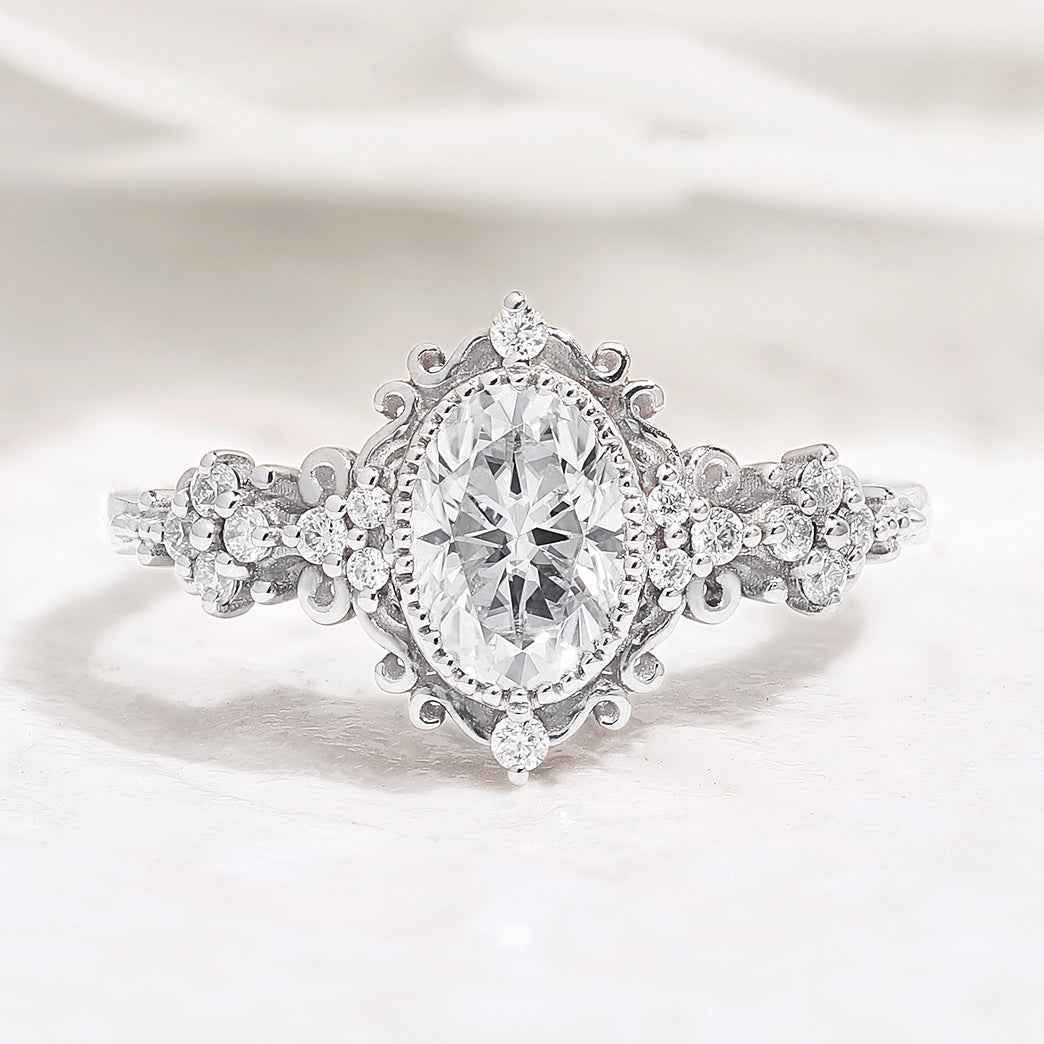 Signature Vintage Oval Shaped 2ct Lab Diamomd Engagement Ring