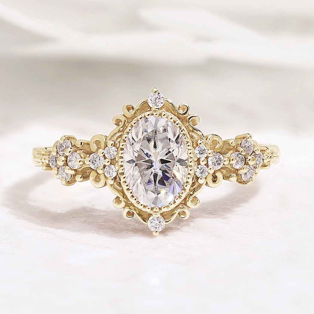 Signature Vintage Oval Shaped 2ct Lab Diamomd Engagement Ring
