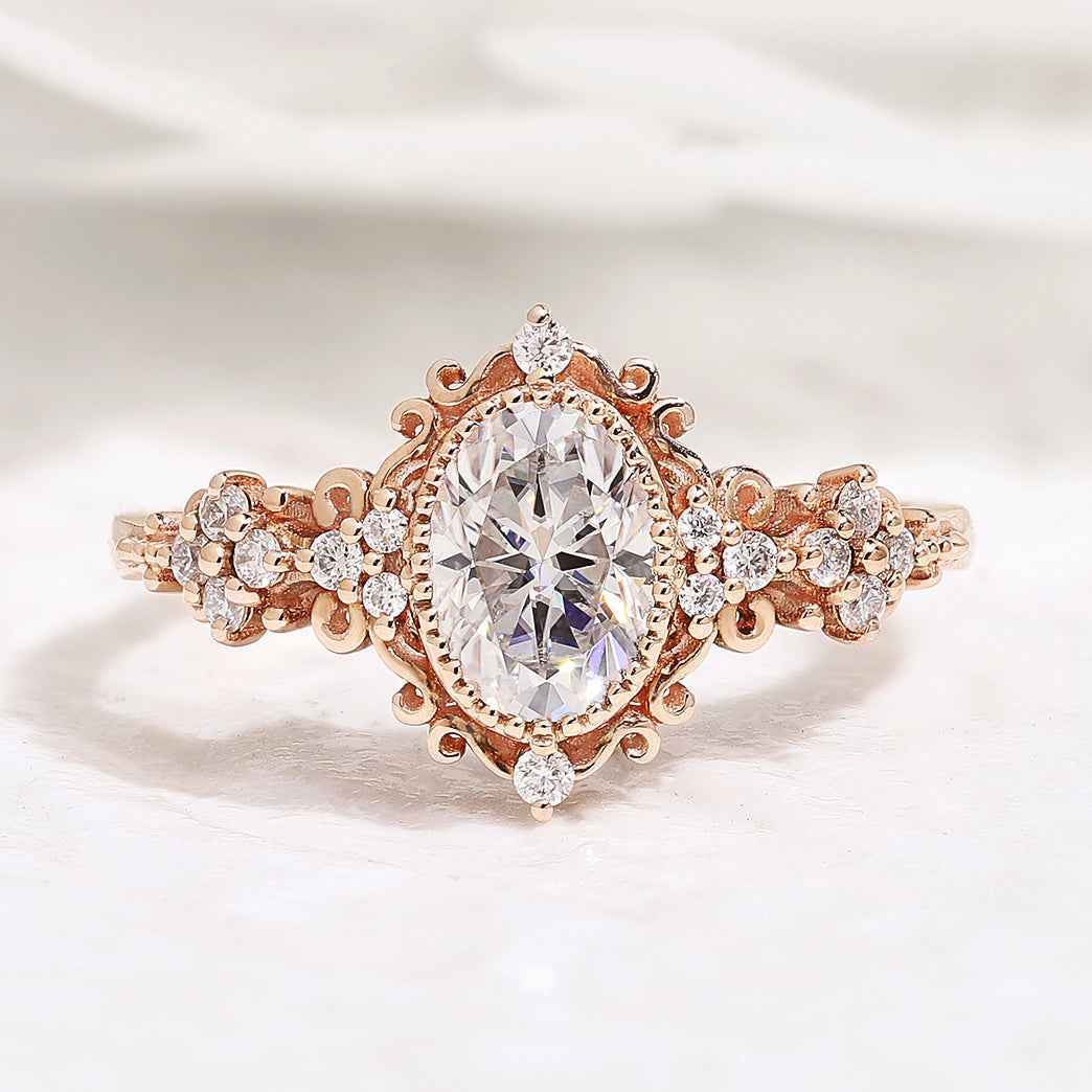 Signature Vintage Oval Shaped 2ct Lab Diamomd Engagement Ring