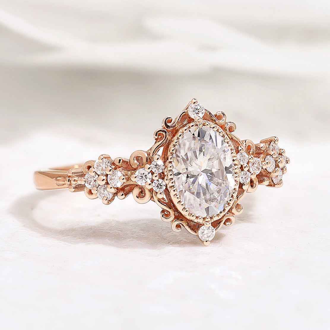 Signature Vintage Oval Shaped 2ct Lab Diamomd Engagement Ring