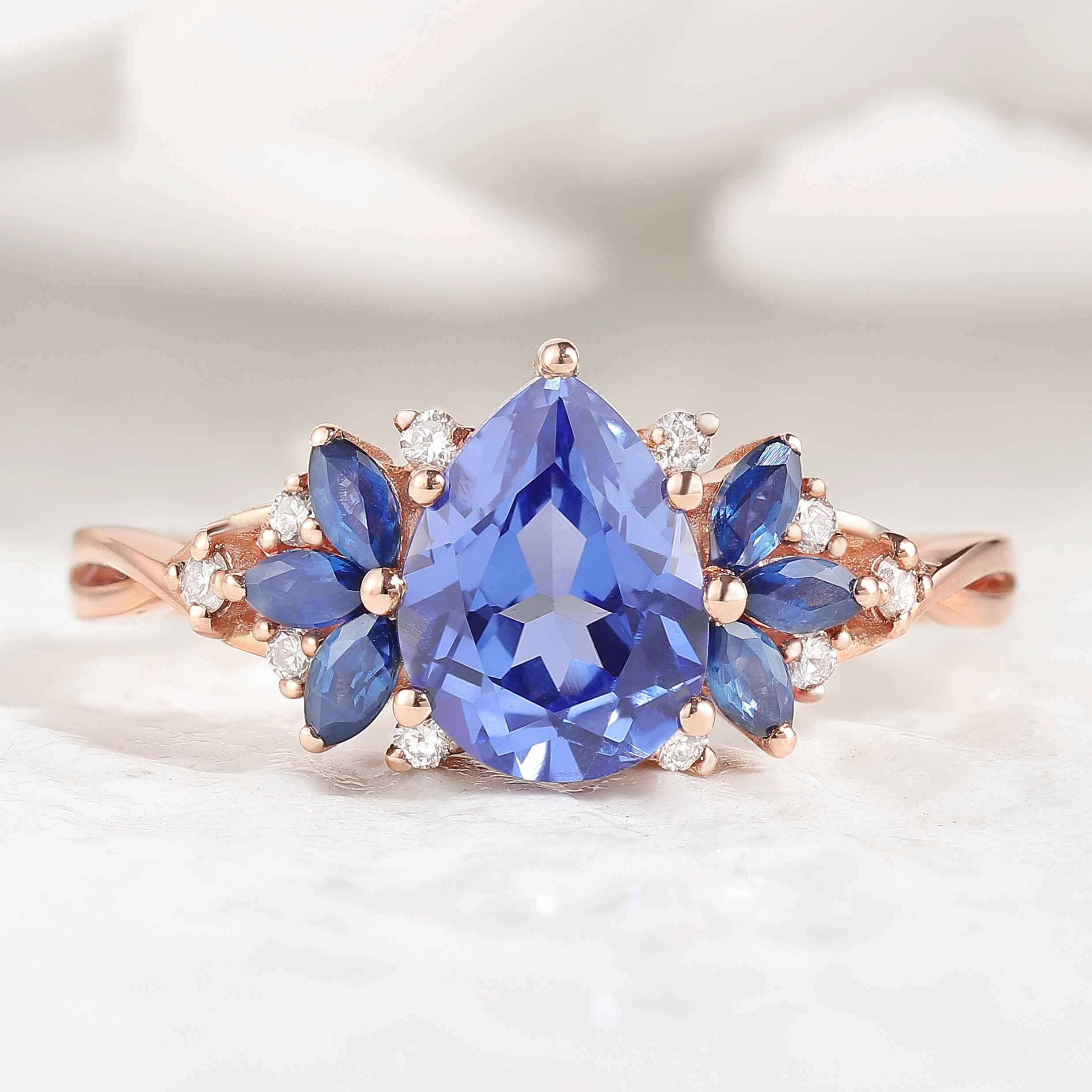 Unique Pear Shaped Sapphire Engagement Ring