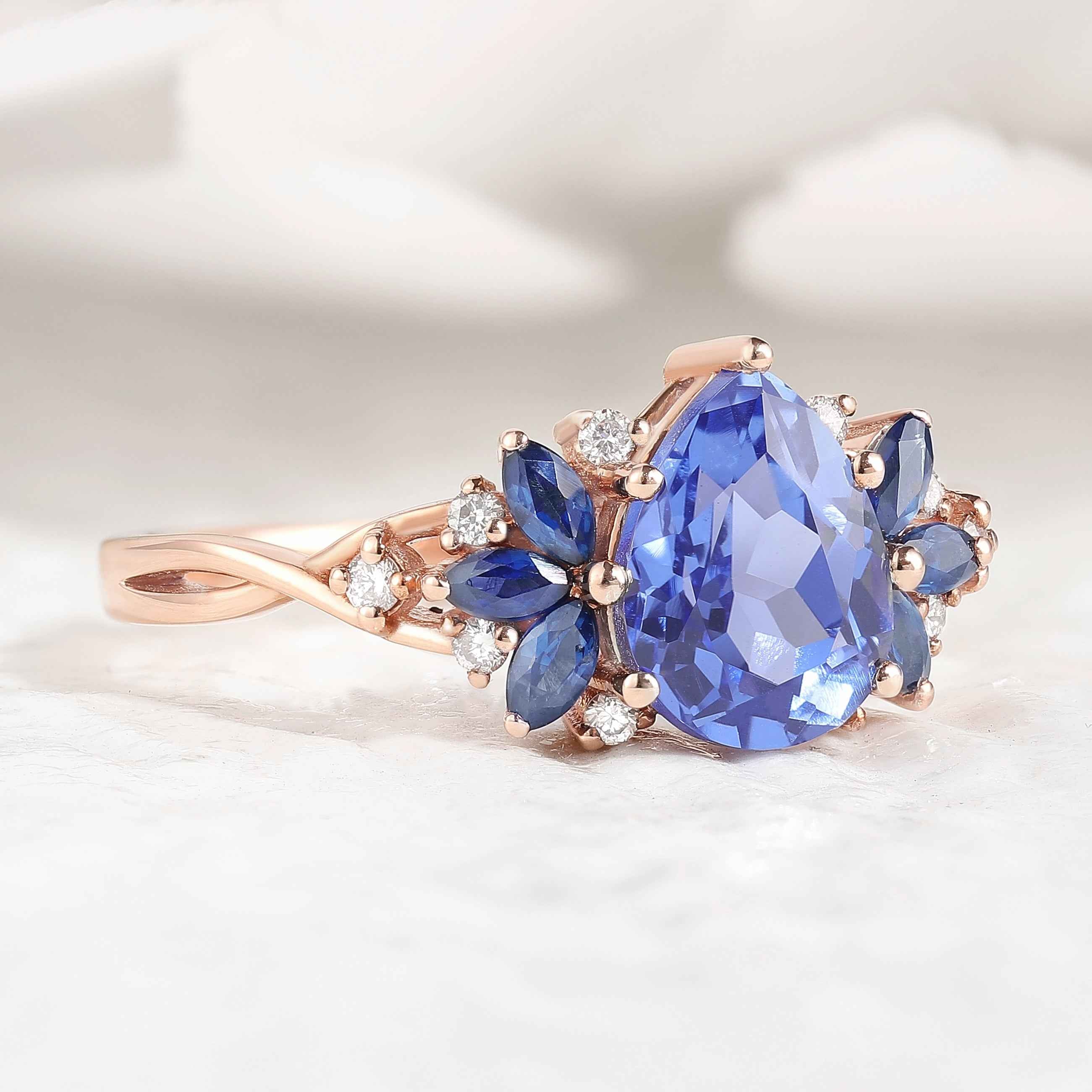 Unique Pear Shaped Sapphire Engagement Ring