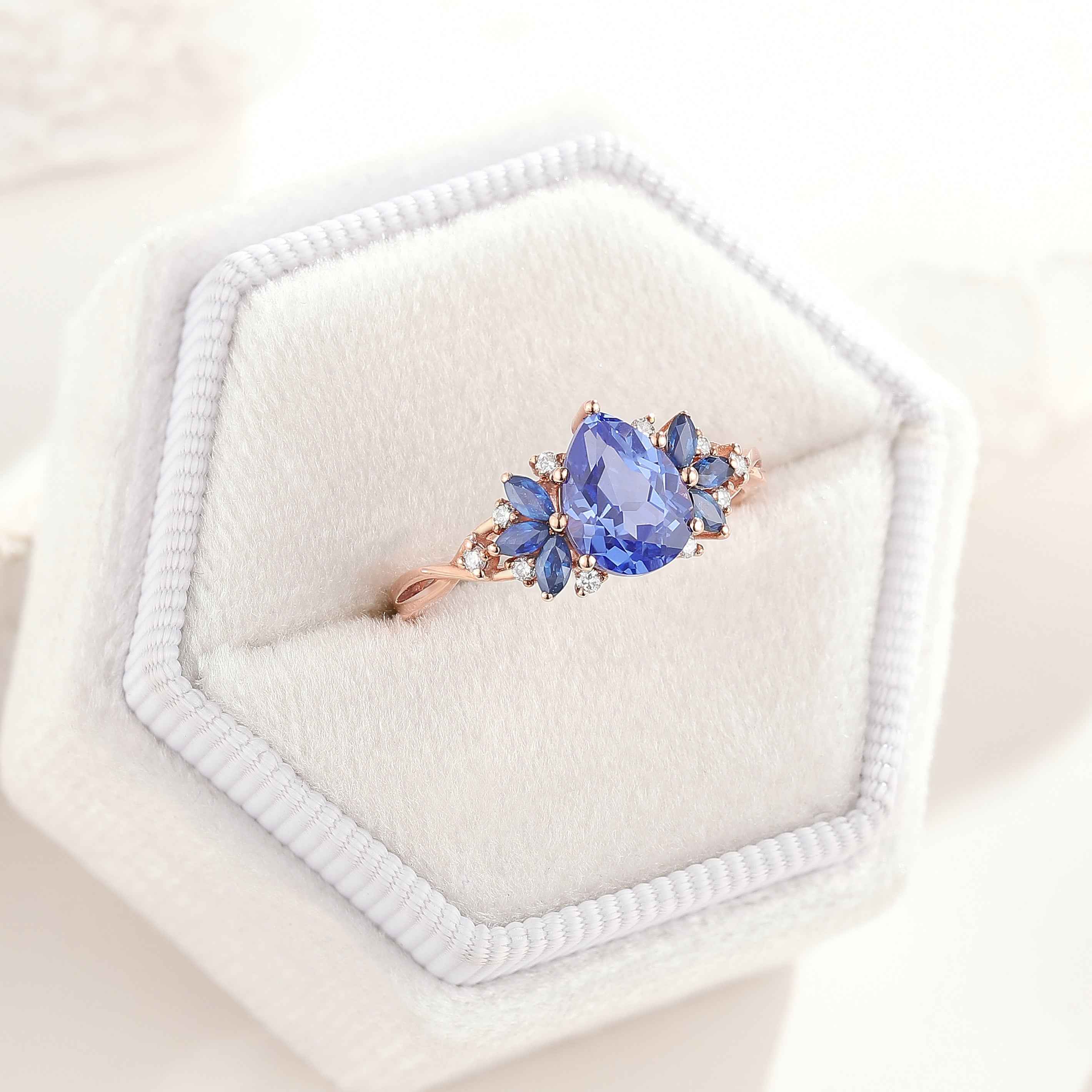 Unique Pear Shaped Sapphire Engagement Ring