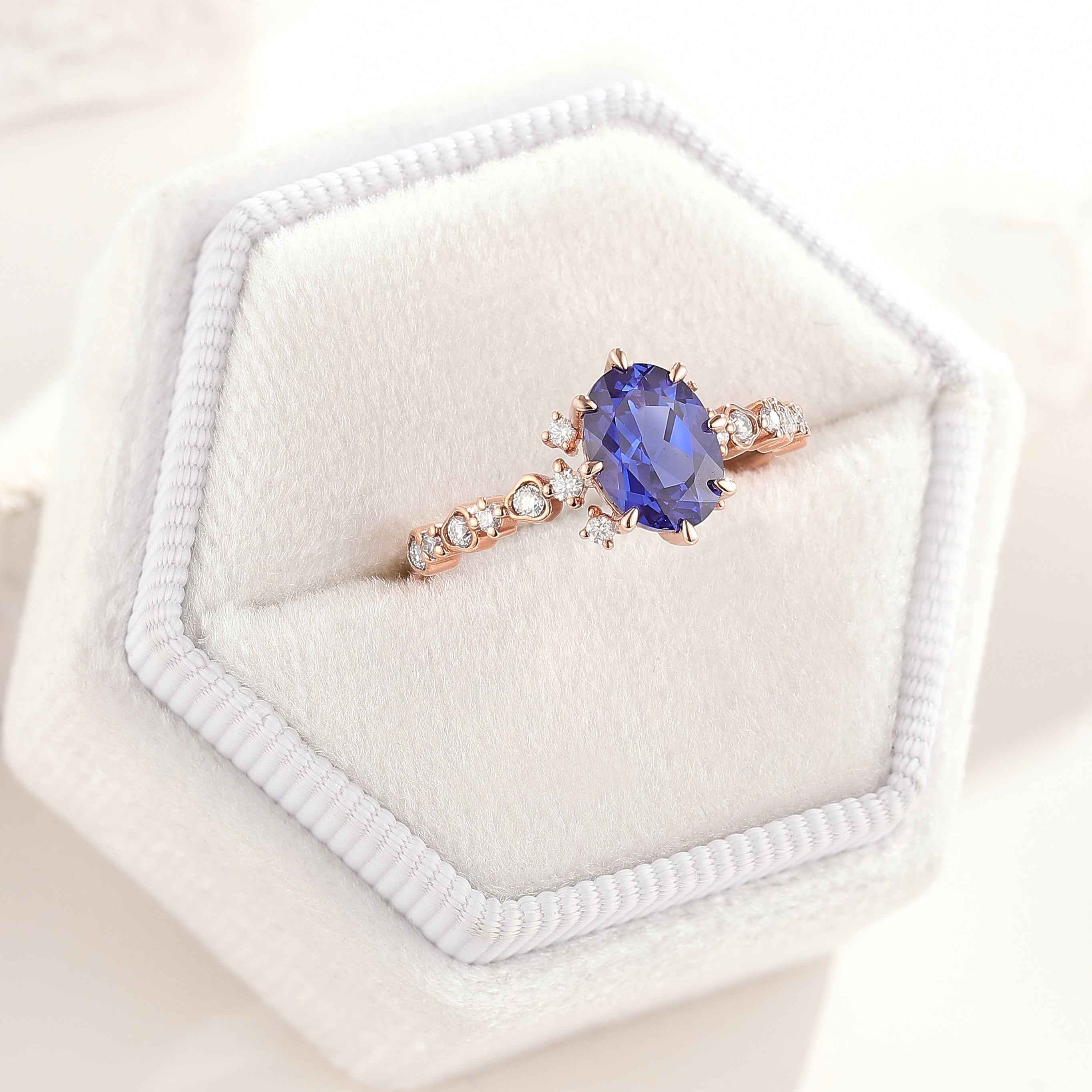 Classic Oval Cut Ring Royal Blue Sapphire Engagement Ring