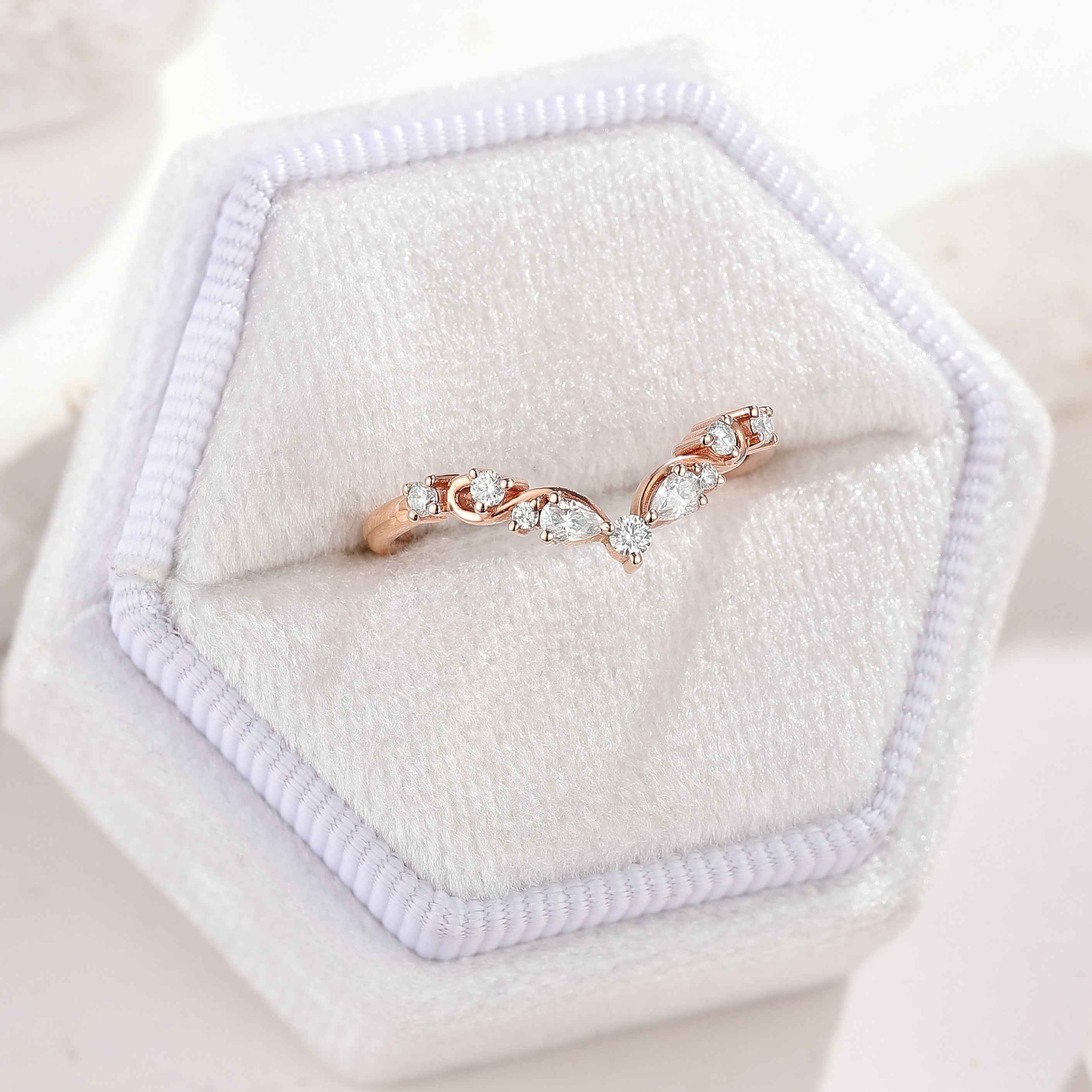 Vintage Moissanite Wedding Band Stackable Rings for Women