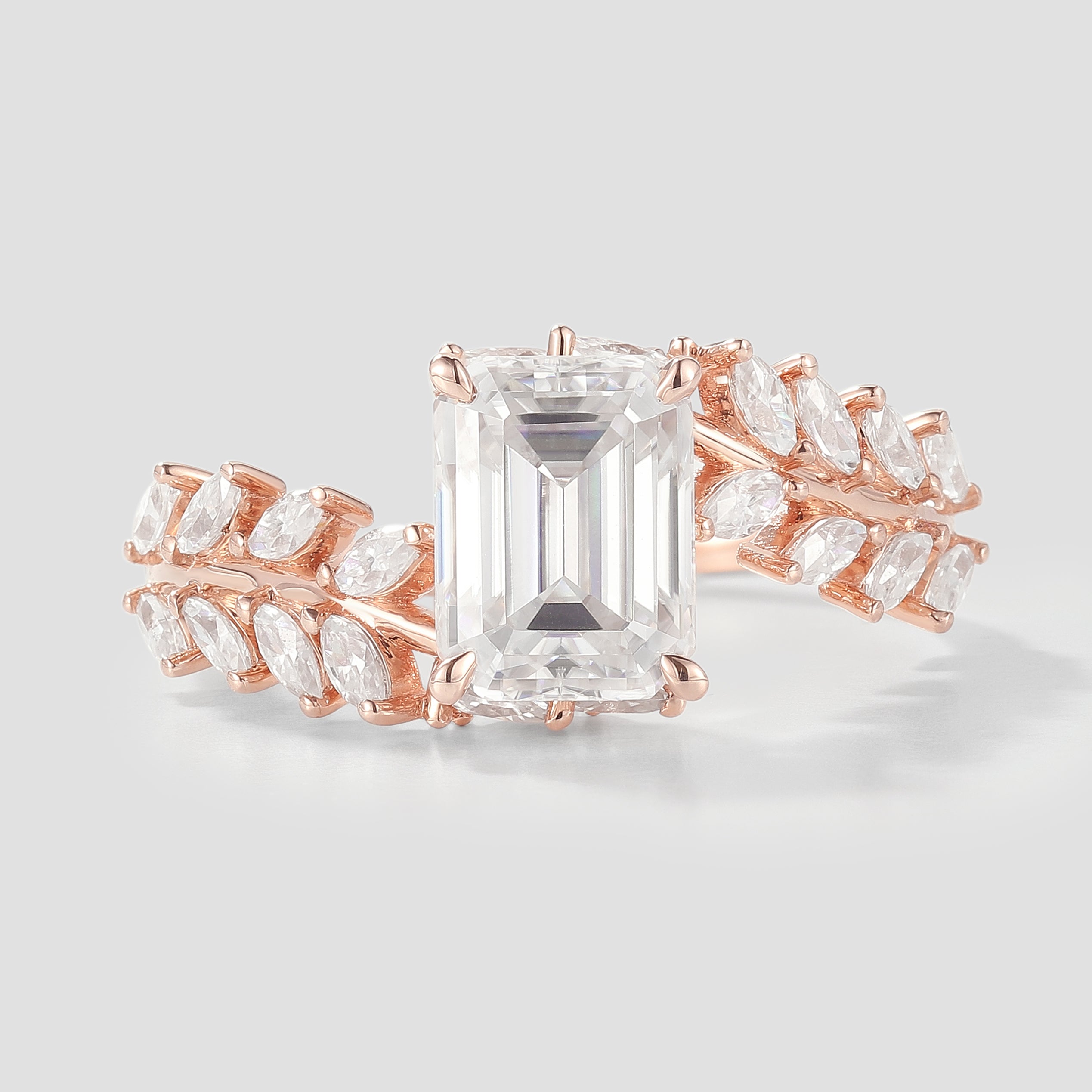 Nature Inspired Leaf Branch Moissanite Engagement Ring