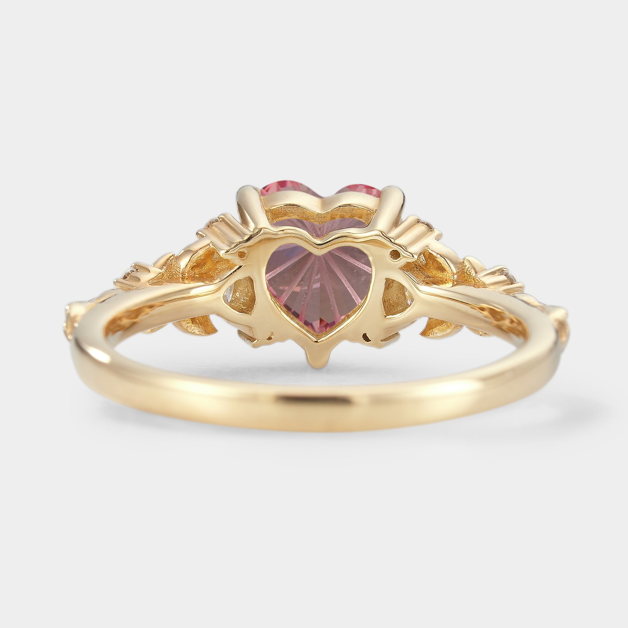 Nature-inspired Heart-cut Padparadscha Engagement Ring
