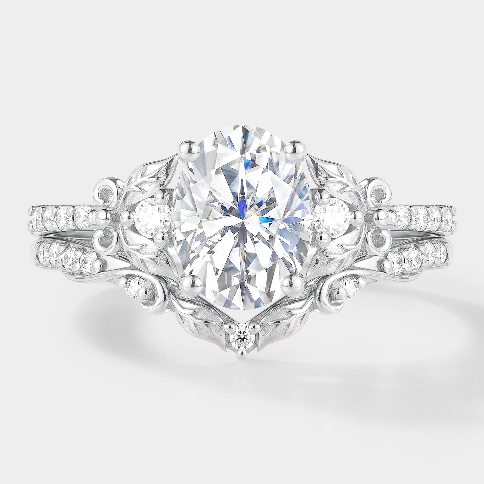 Nature-inspired moissanite engagement ring set