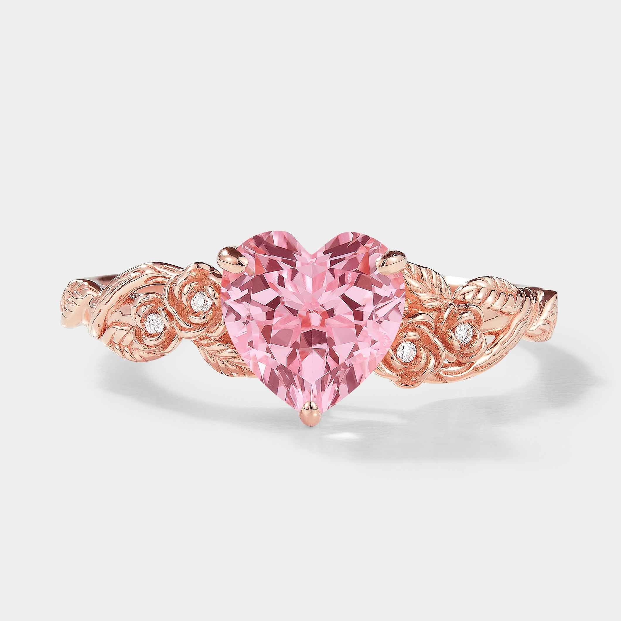 Nature Inspired Leaf Shaped Heart Cut Sapphire Engagement Ring