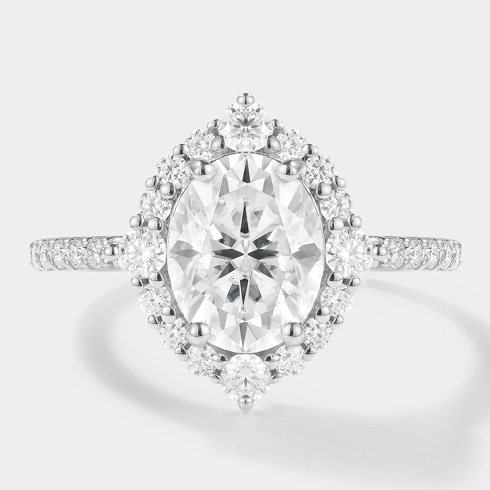 Oval Moissanite Halo Engagement Ring