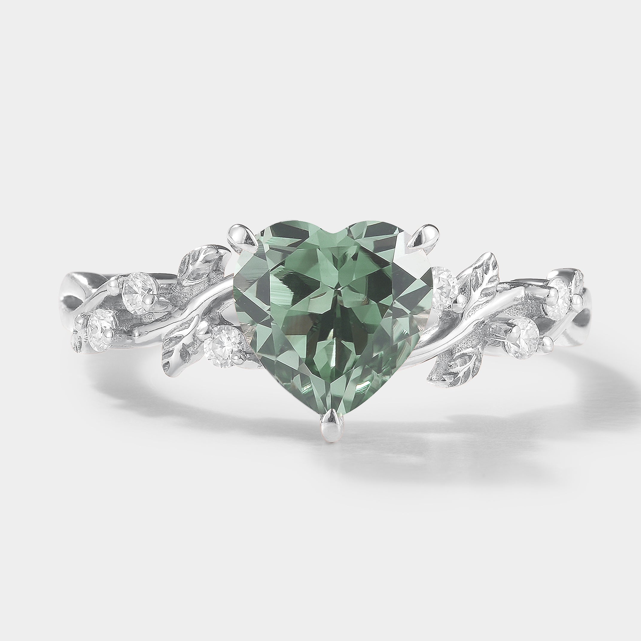 Nature-inspired green sapphire engagement ring