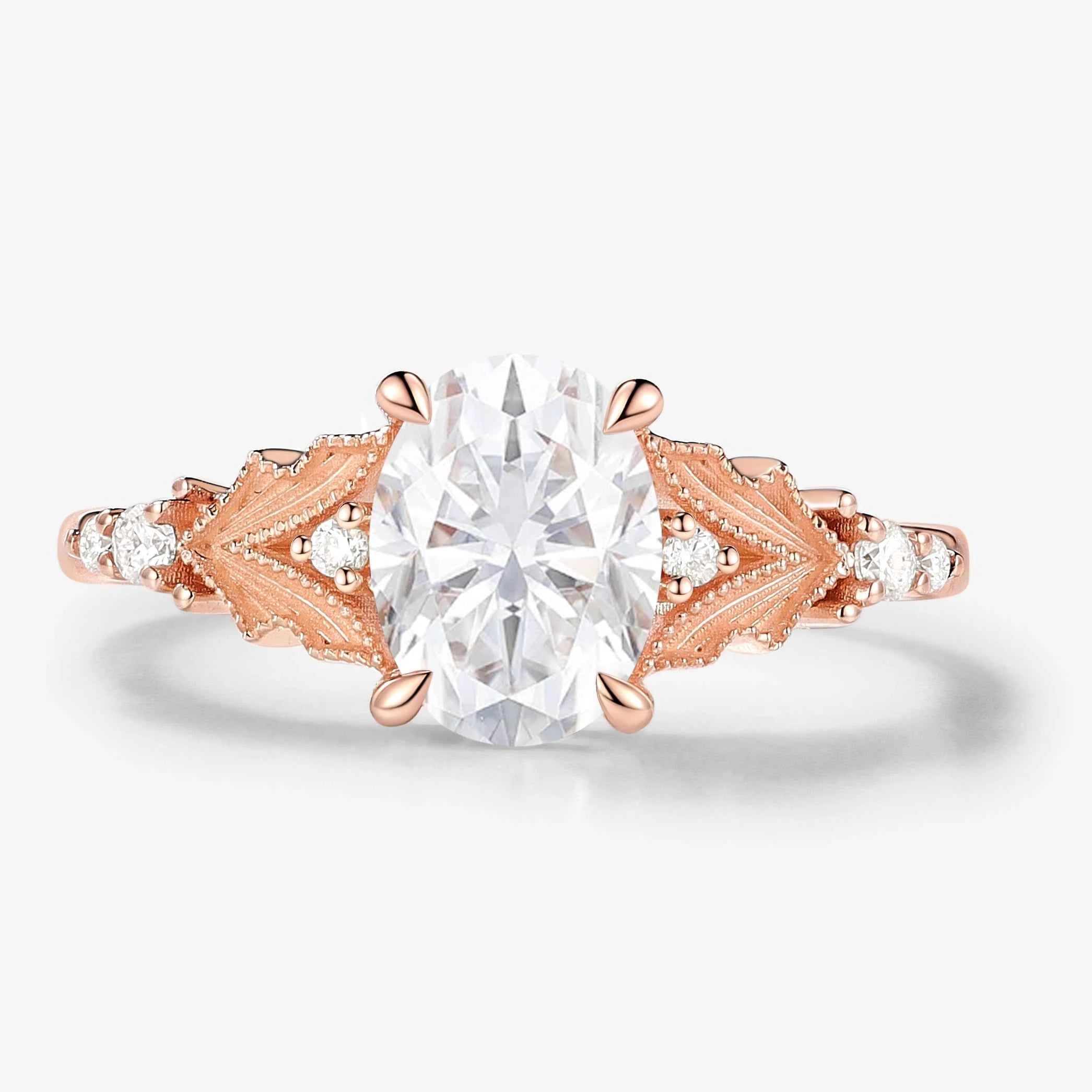 Elegant Dress-Lapel Inspired Bezel Oval Cut Moissanite Ring for the Bride