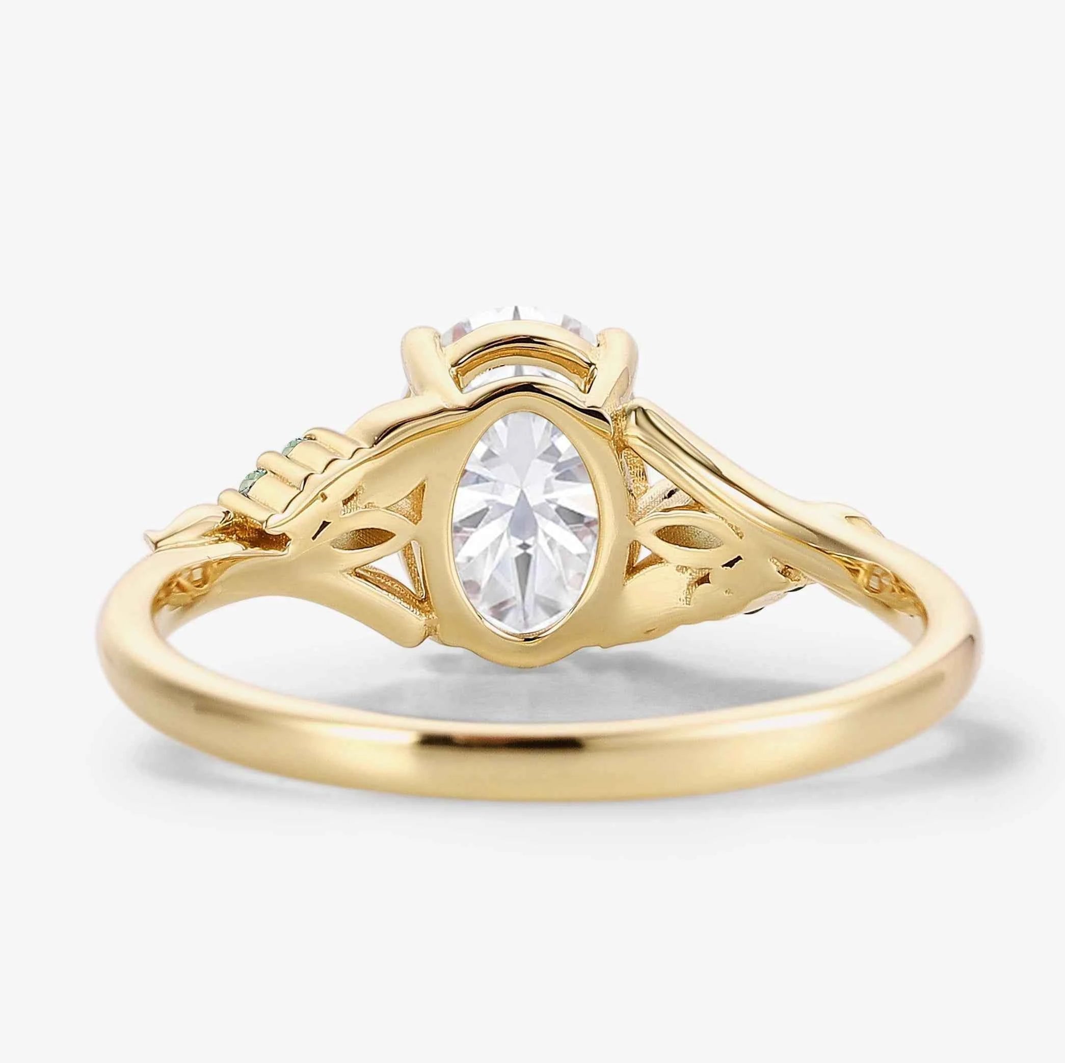 Leaf-Inspired Symmetrical Oval Moissanite Engagement Ring Lab Diamond Options for Jordan