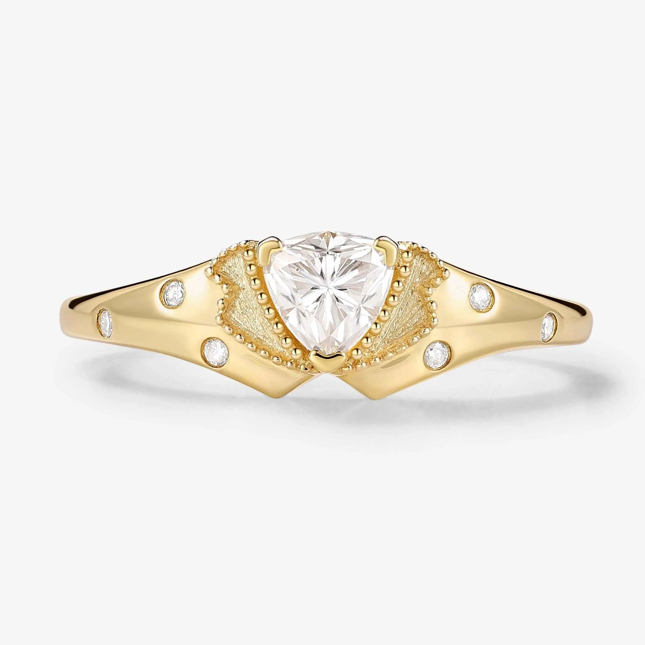 Classic Lapel-Inspired Trillion cut Cut Moissanite Wedding Band for the Groom