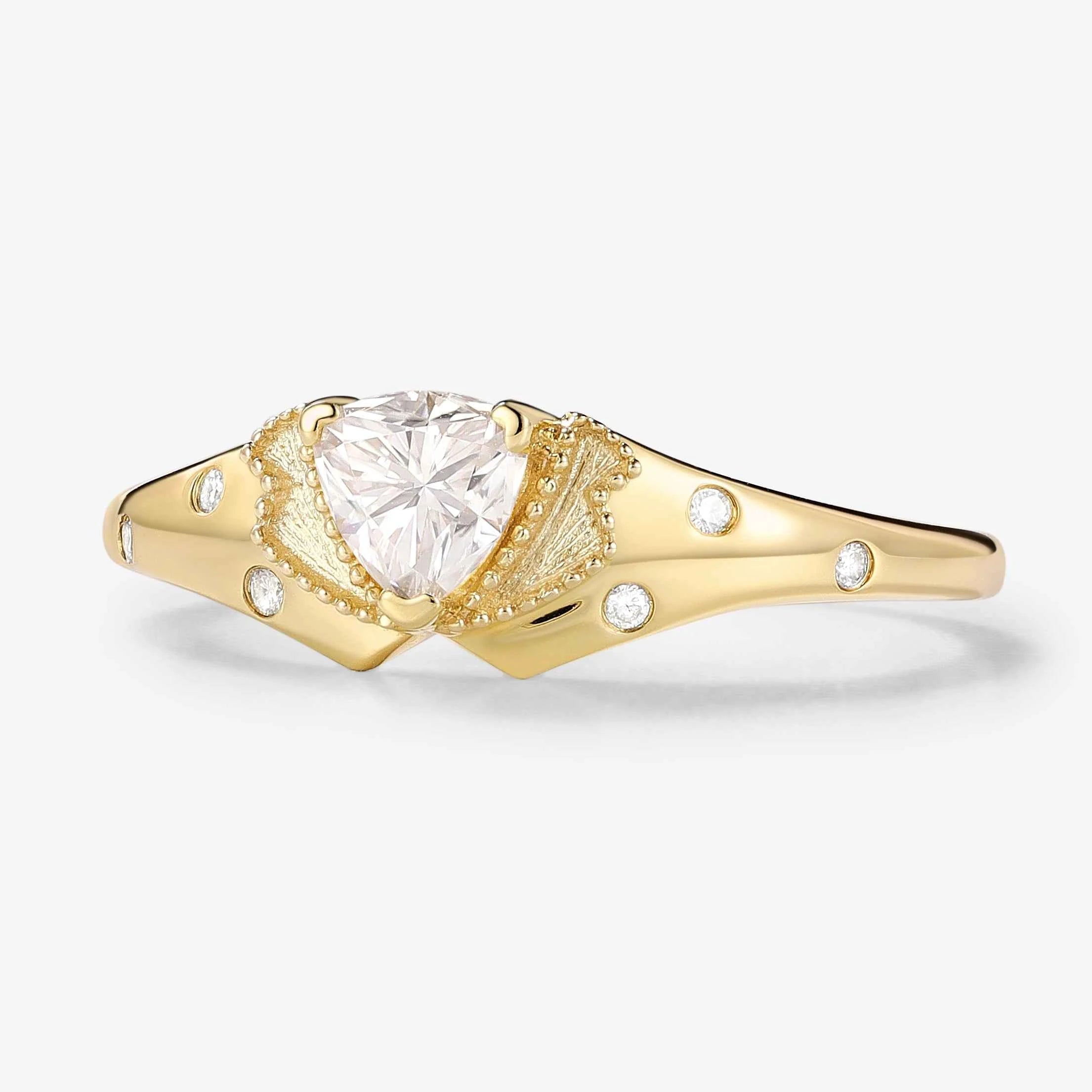 Classic Lapel-Inspired Trillion cut Cut Moissanite Wedding Band for the Groom