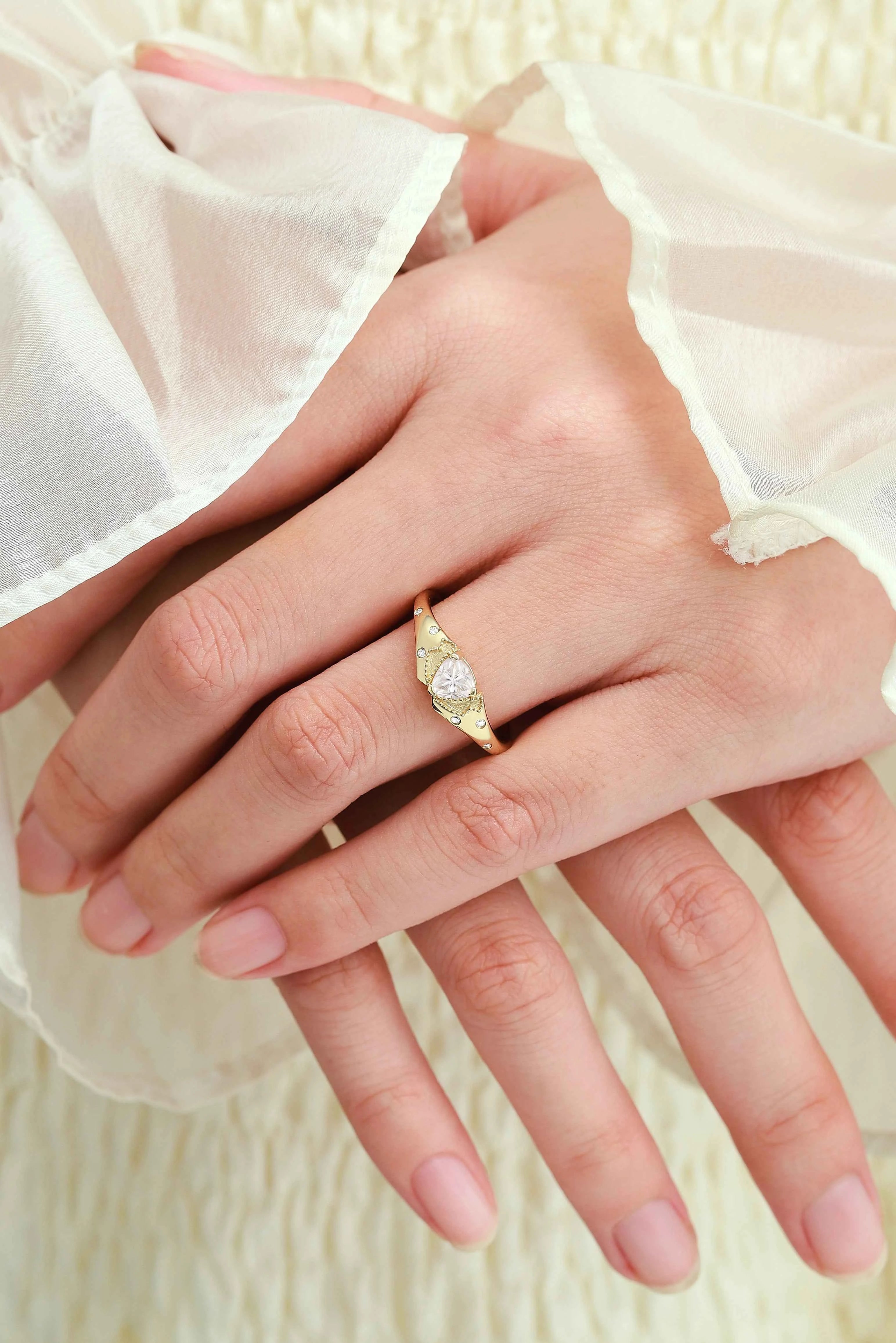 Classic Lapel-Inspired Trillion cut Cut Moissanite Wedding Band for the Groom