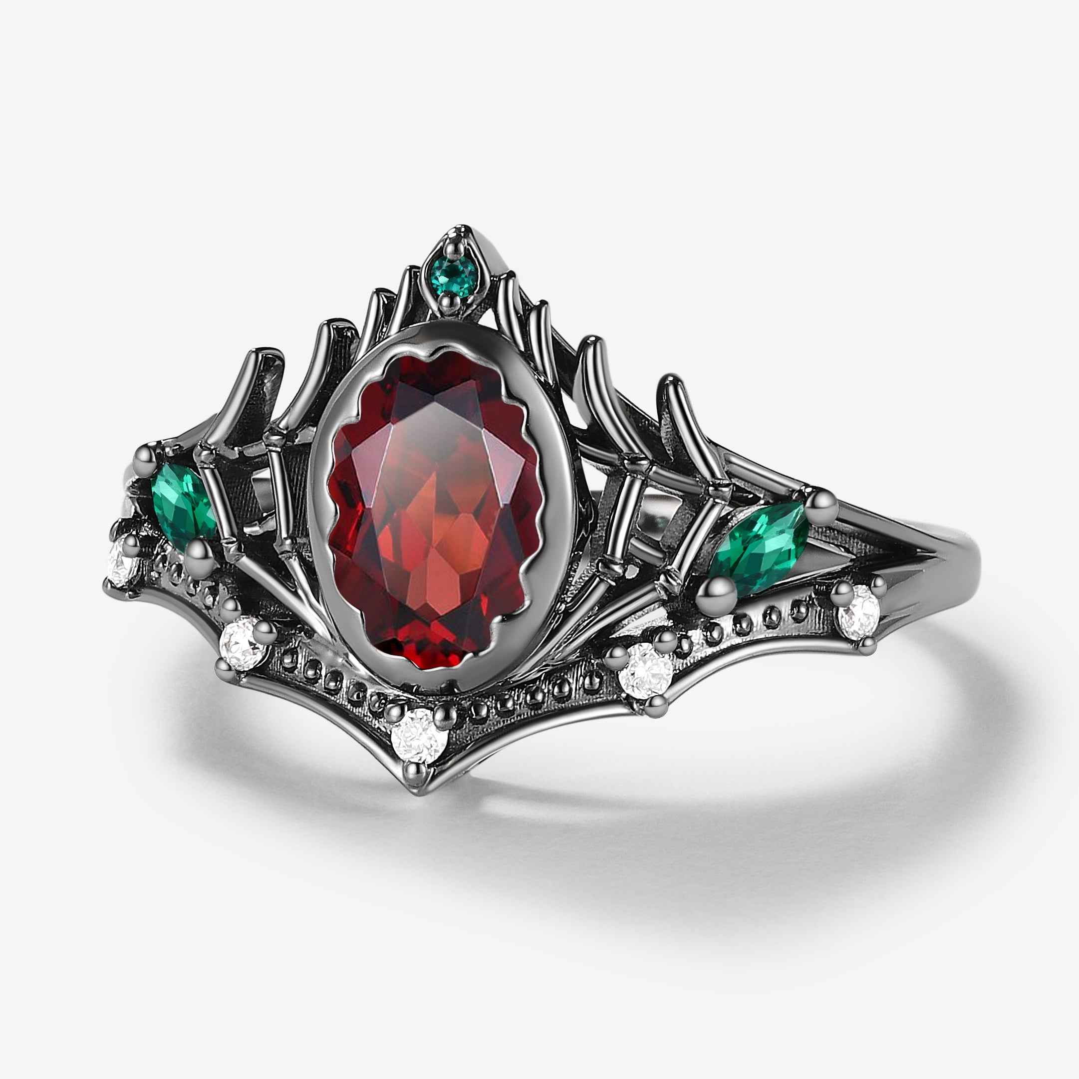 Spider Leg Inspired Oval Cut Ruby Engagement Ring