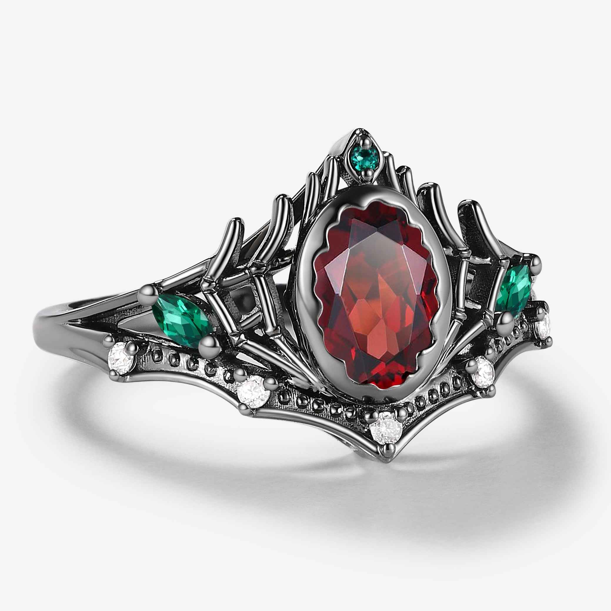 Spider Leg Inspired Oval Cut Ruby Engagement Ring