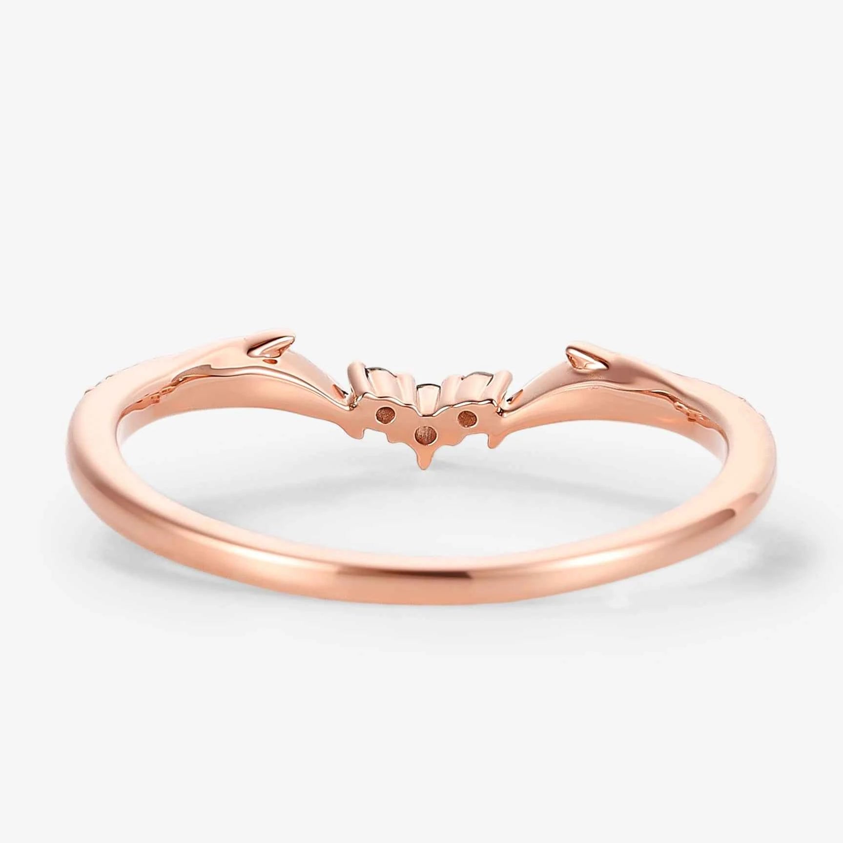 Vine Inspired Moss Agate and Round Moissanite Wedding Band