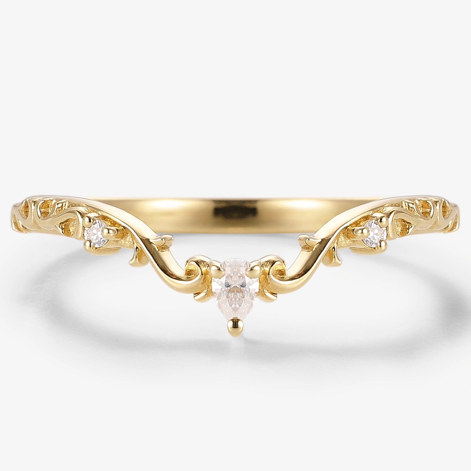 Vintage Milgrain Moissanite Stackable Wedding Band - Lahela Jewelry