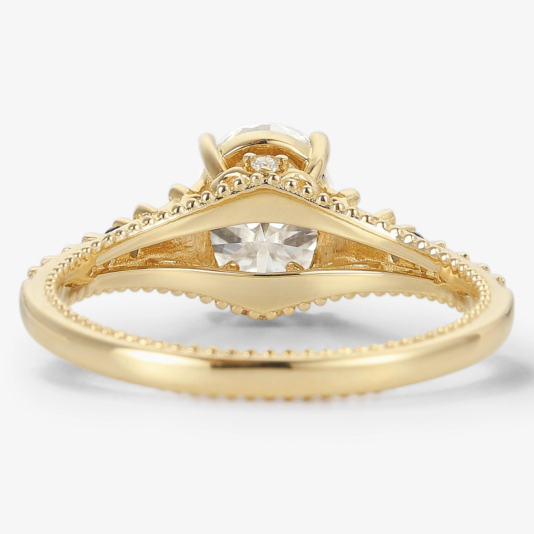 Vintage Victorian Oval Cut Moissanite Engagement Ring - Lahela Jewelry