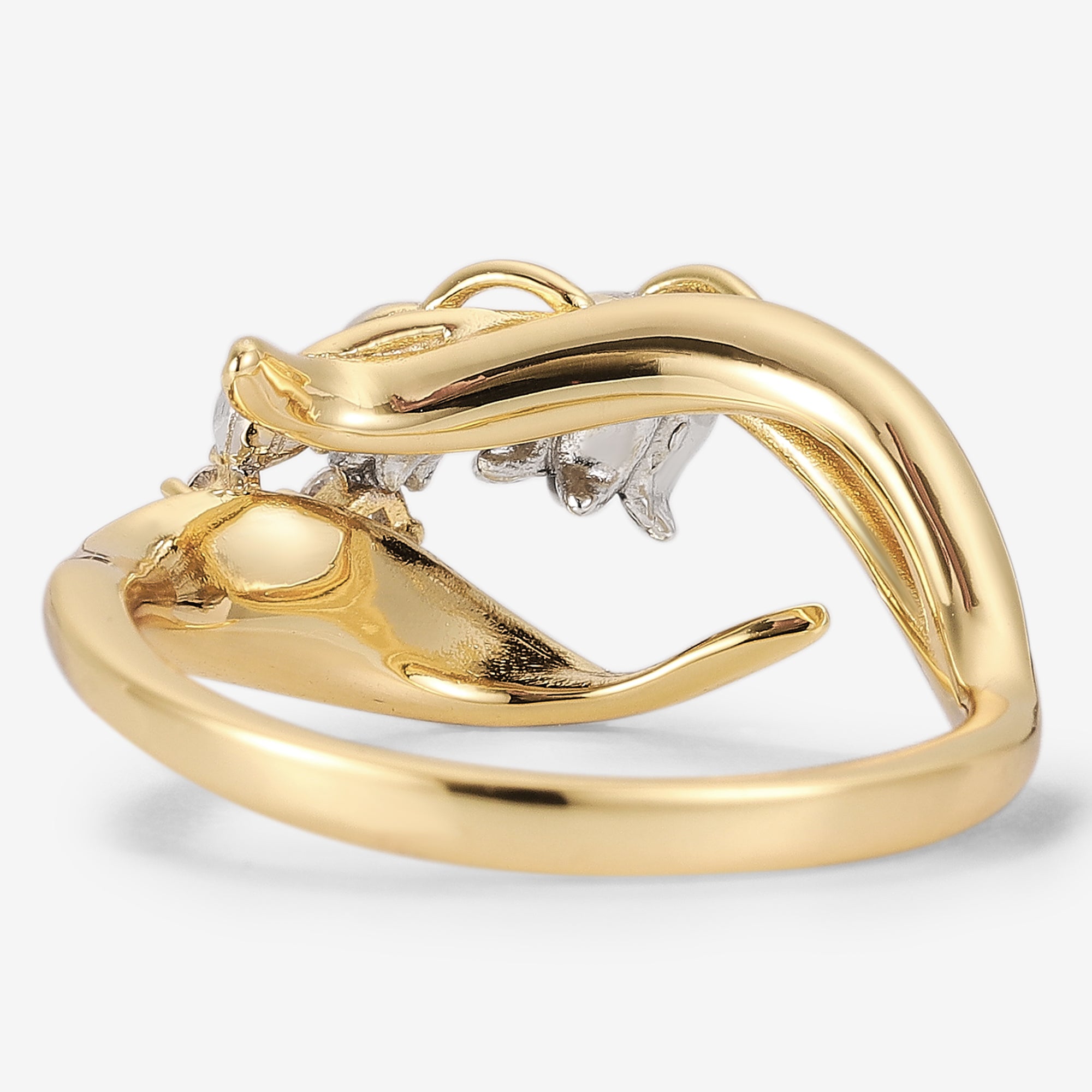 Lily of the Valley gold engagement ring with moissanite