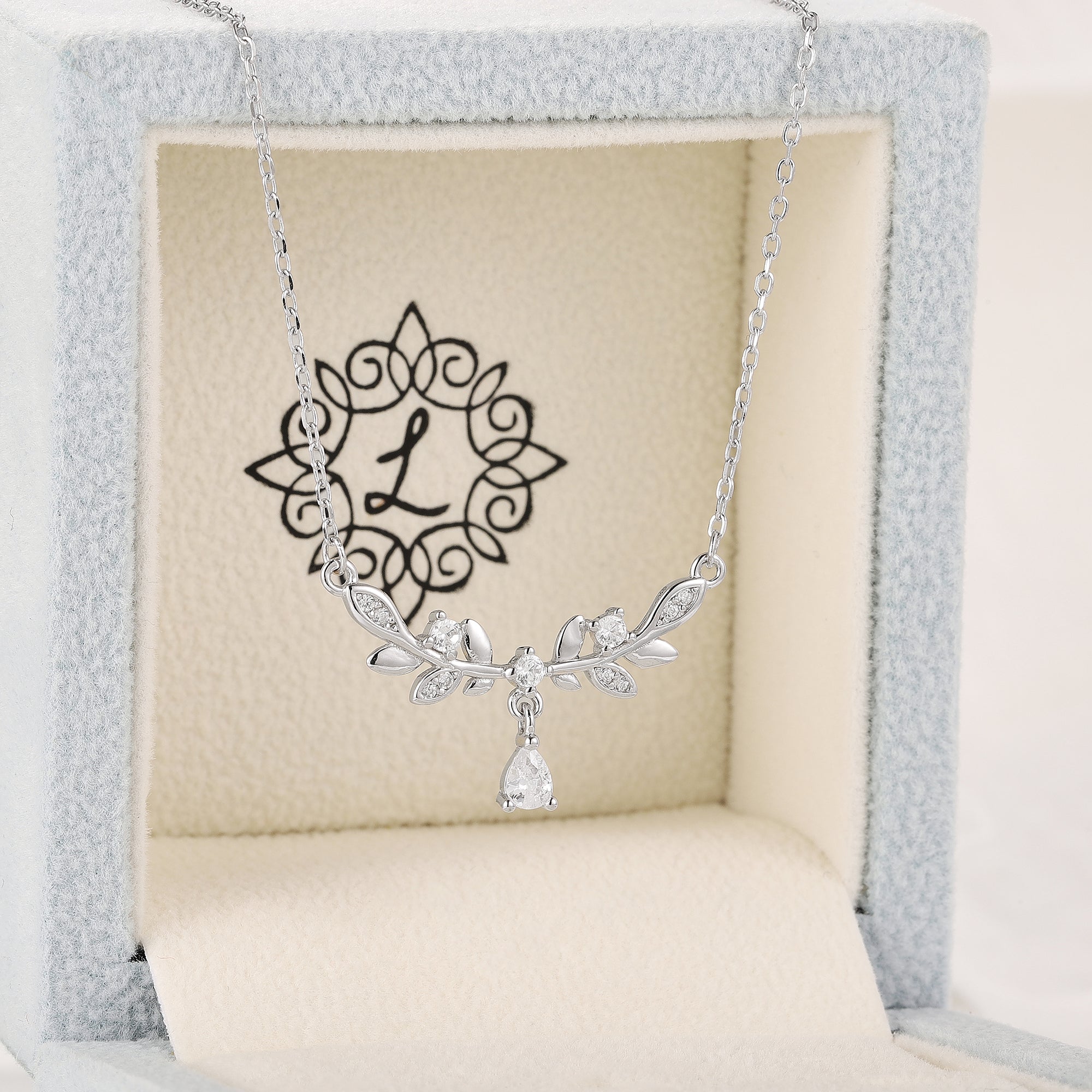 Silver leaf pendant necklace, elegant gift for her, Lahela Jewelry